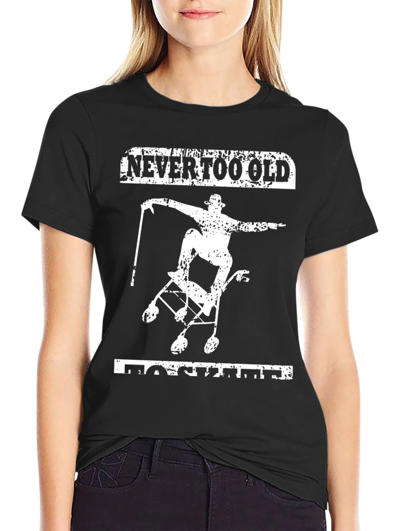 Black Never Too Old to Skateboard Graphic Tee view 2