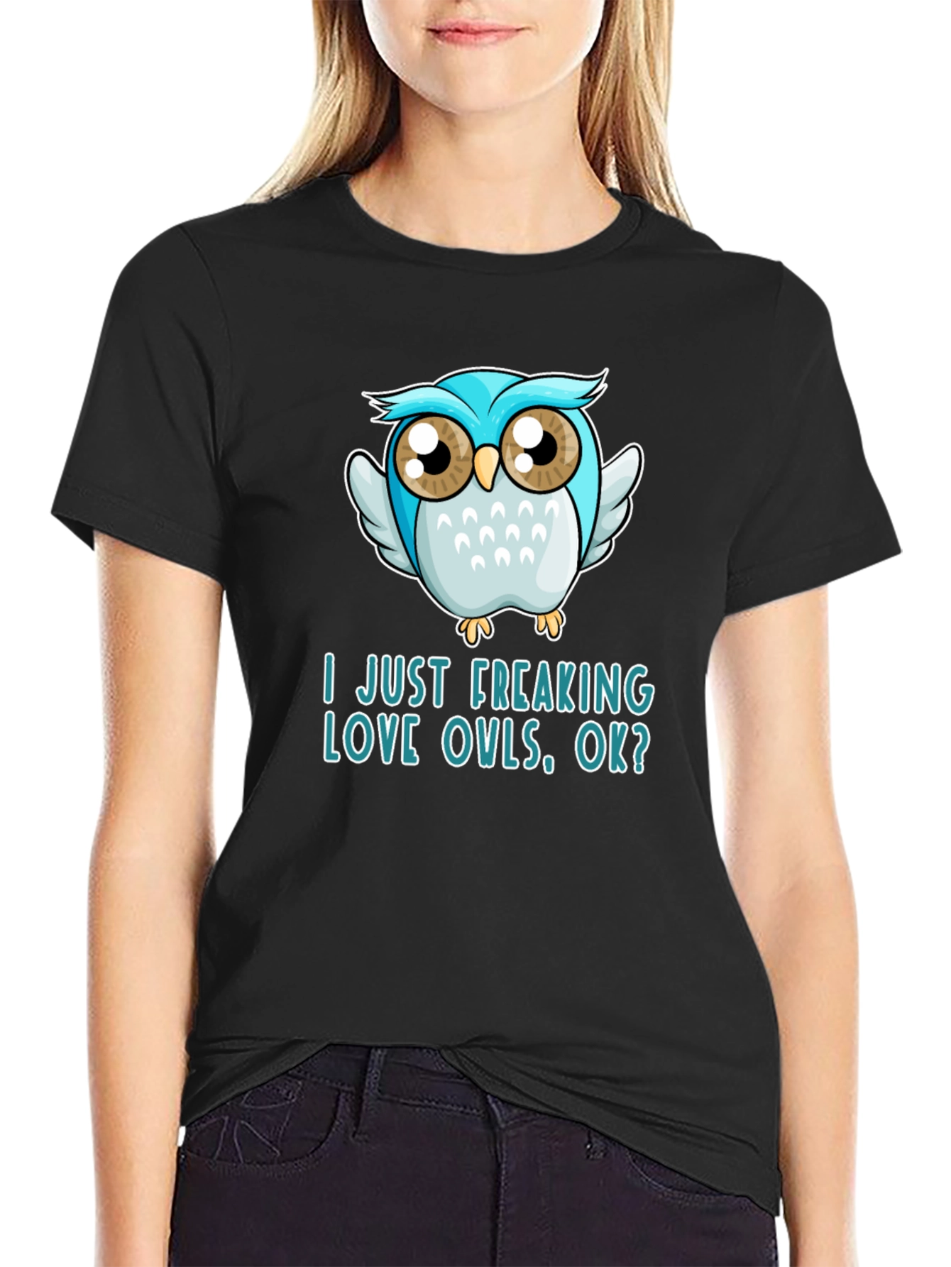 Black I Just Freaking Love Owls T-Shirt view 2
