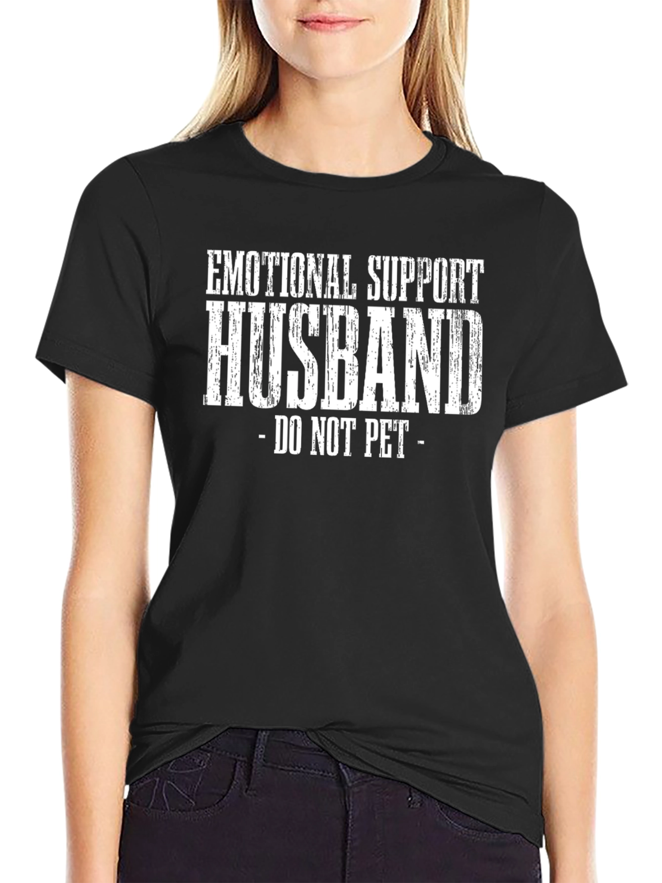 Black Emotional Support Husband T-Shirt - Do Not Pet! view 2