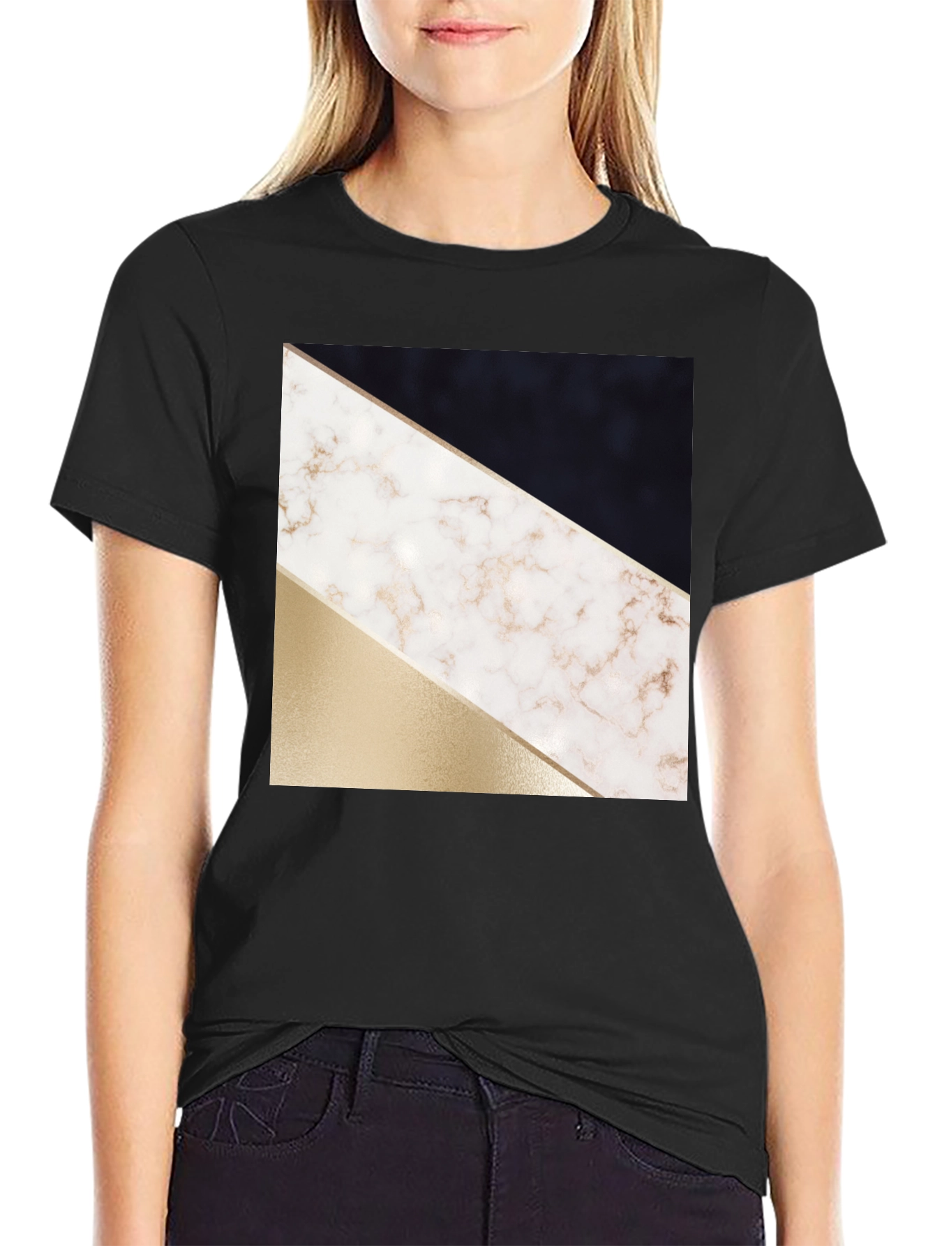 Black Abstract Geometric T-Shirt view 2