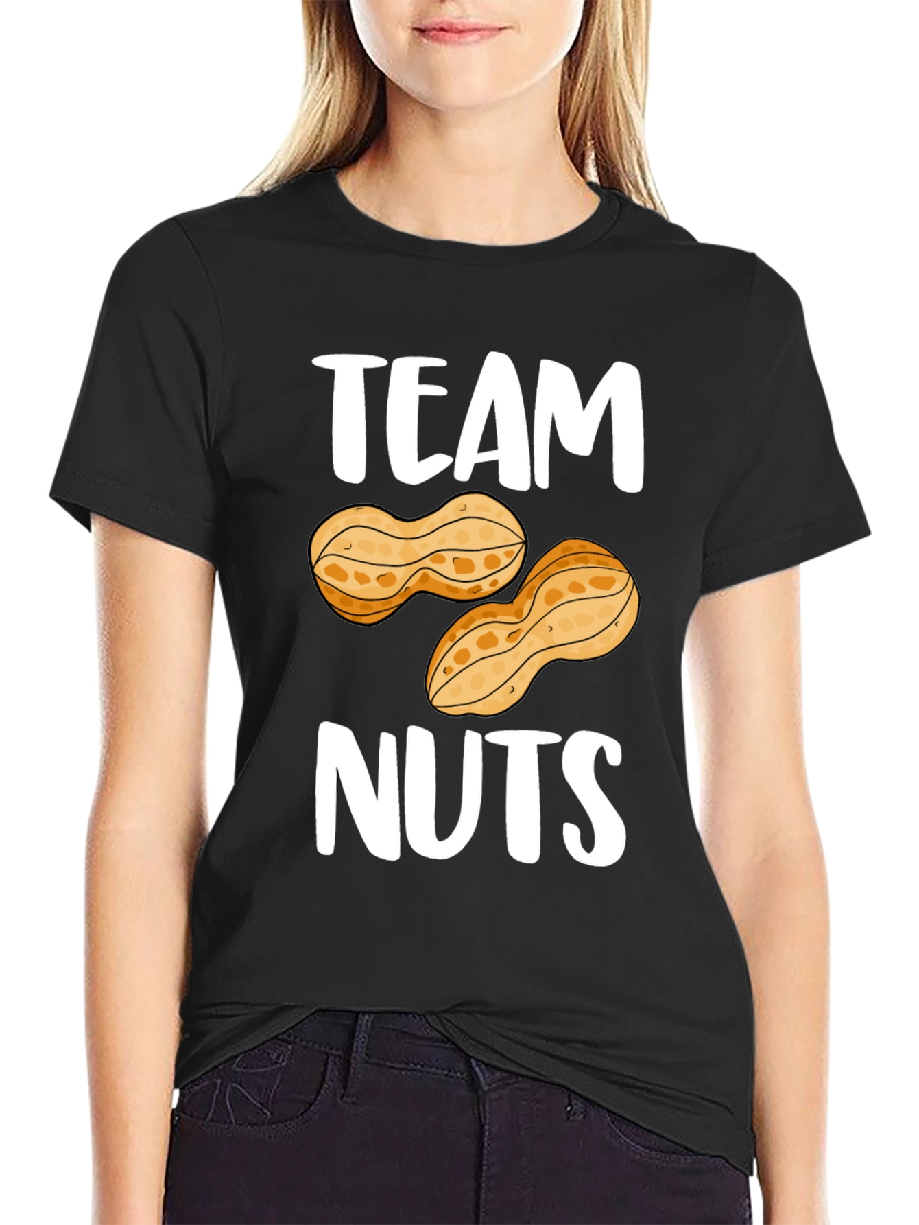 Black Team Nuts Graphic T-Shirt - Funny Peanut Tee view 2
