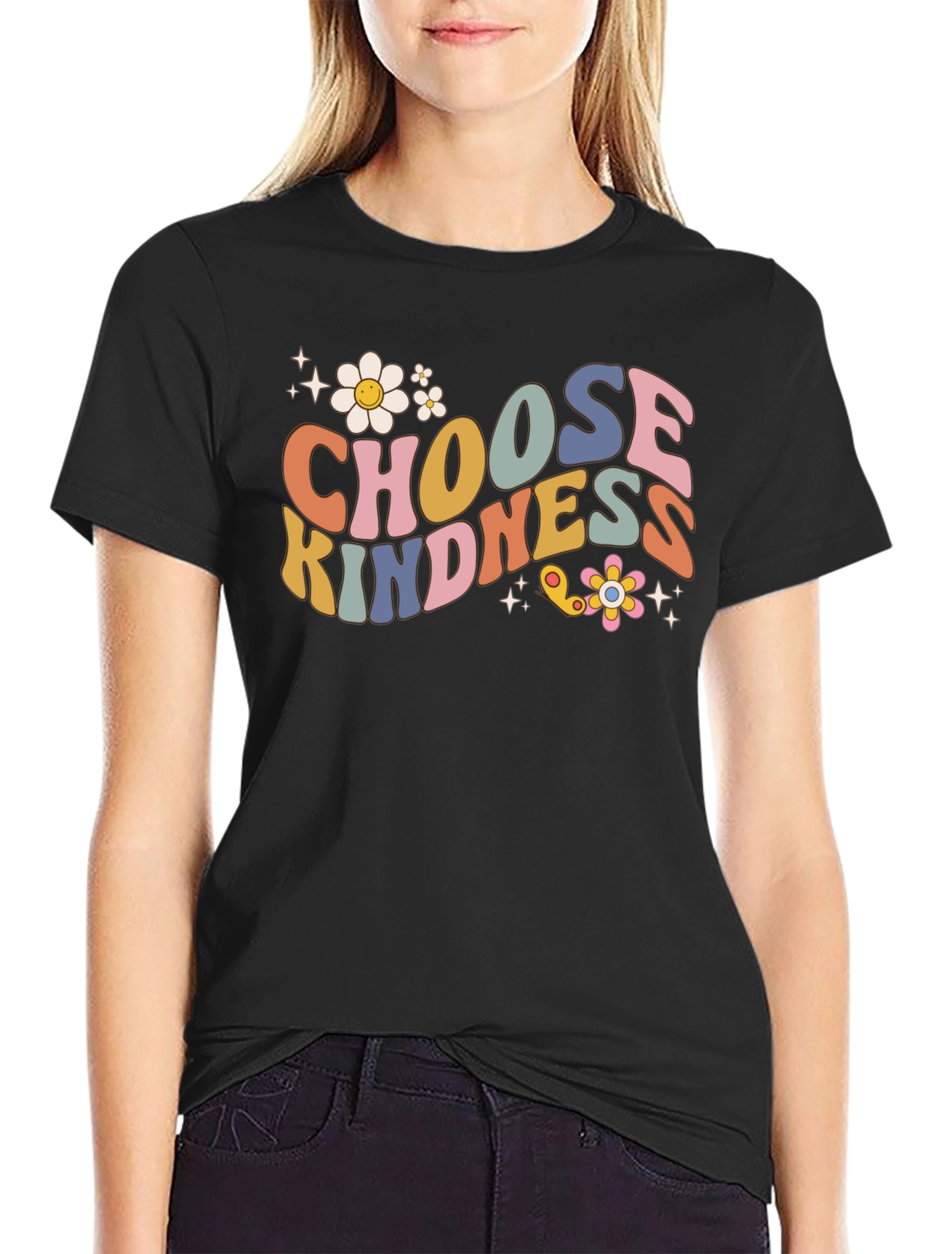 Black Choose Kindness Graphic T-Shirt view 2
