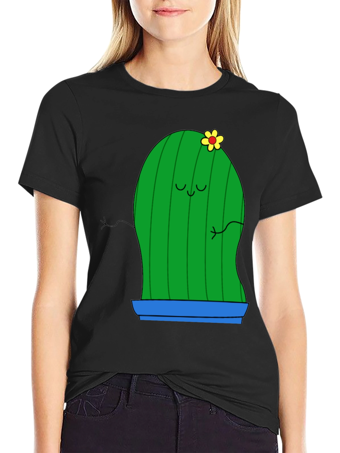Cute Cactus Graphic Tee - Unisex Black T-Shirt - 2