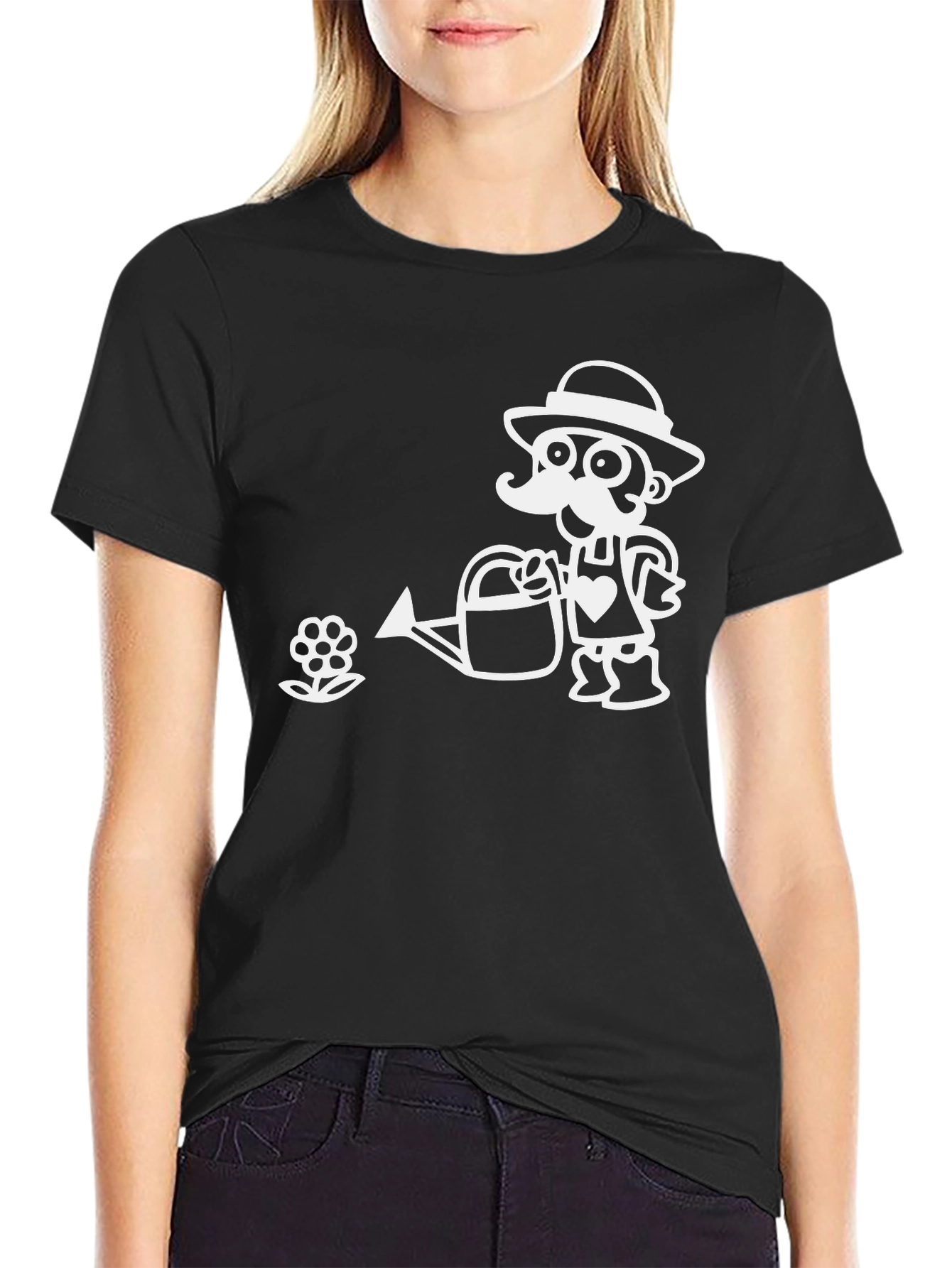 Black Gardener Graphic T-Shirt - Whimsical Design view 2