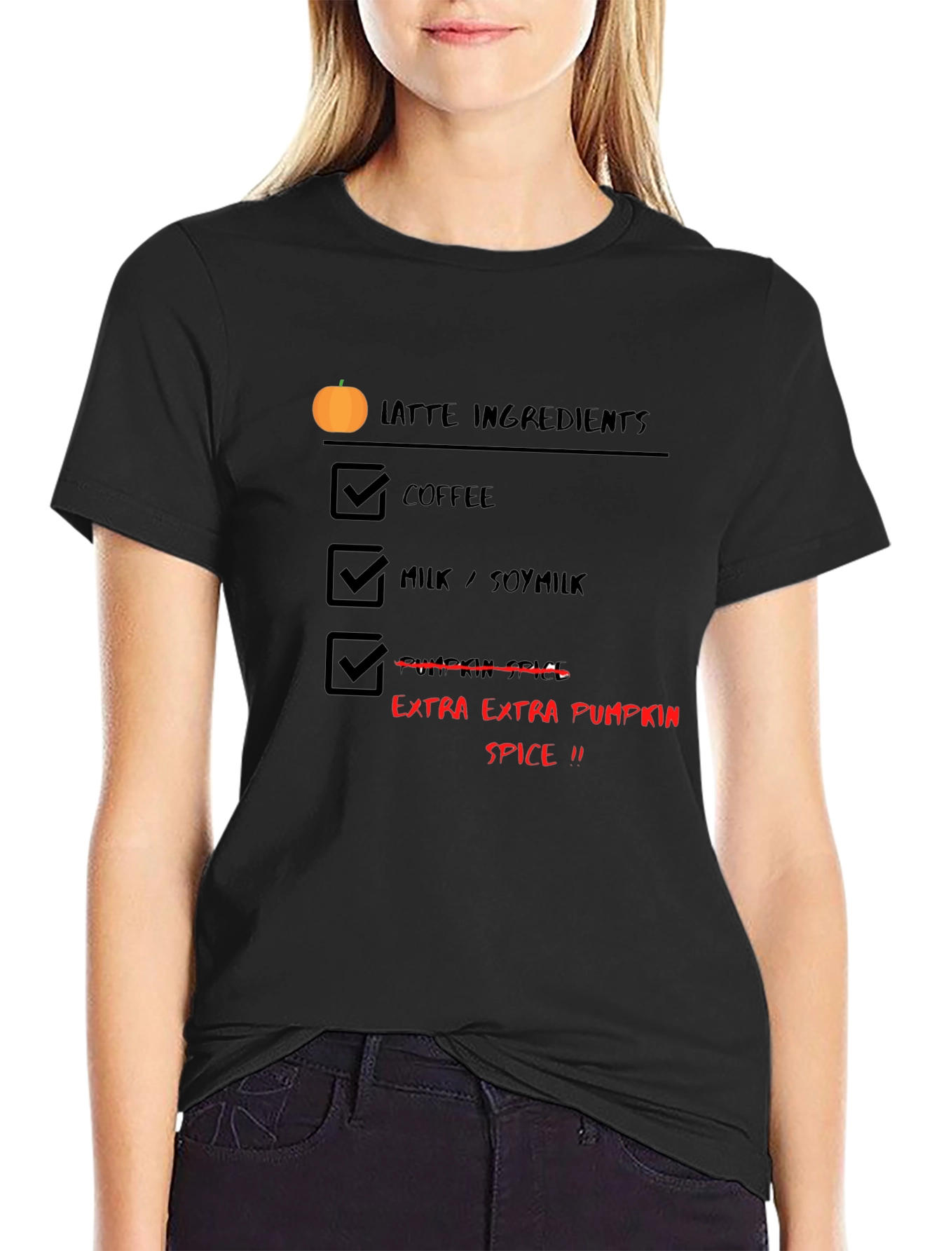 Black Pumpkin Spice Latte T-Shirt - Fall Coffee Lover view 2