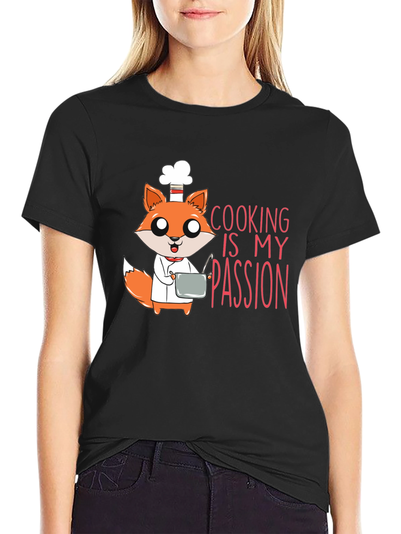 Black Chef Fox T-Shirt - Cooking Is My Passion view 2