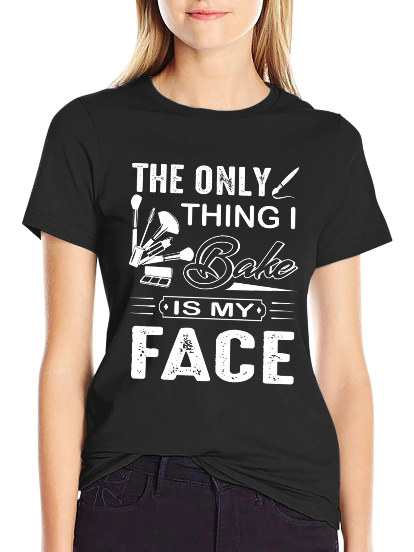 Black Funny Makeup Artist T-Shirt - The Only Thing I Bake view 2