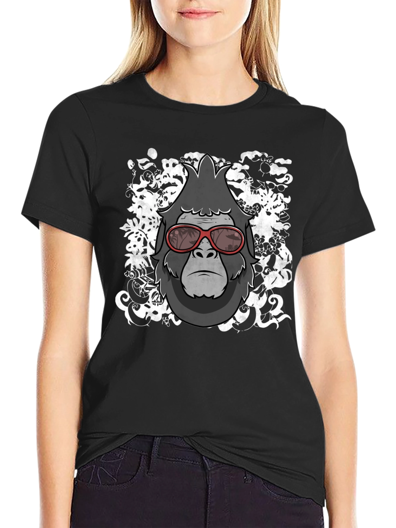 Black Cool Gorilla Graphic Tee - Stylish Men's Black T-Shirt view 2