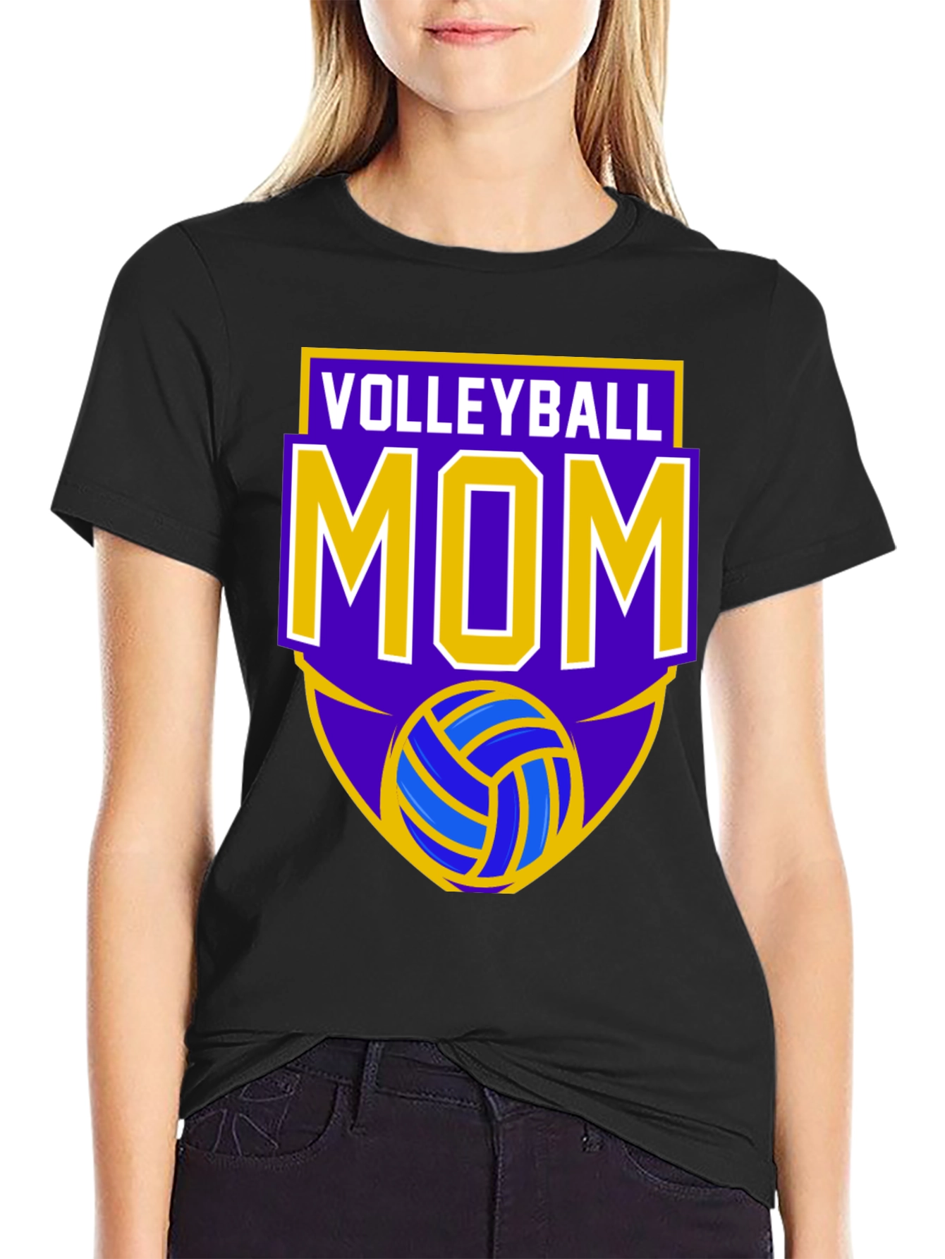 Black Volleyball Mom T-Shirt view 2