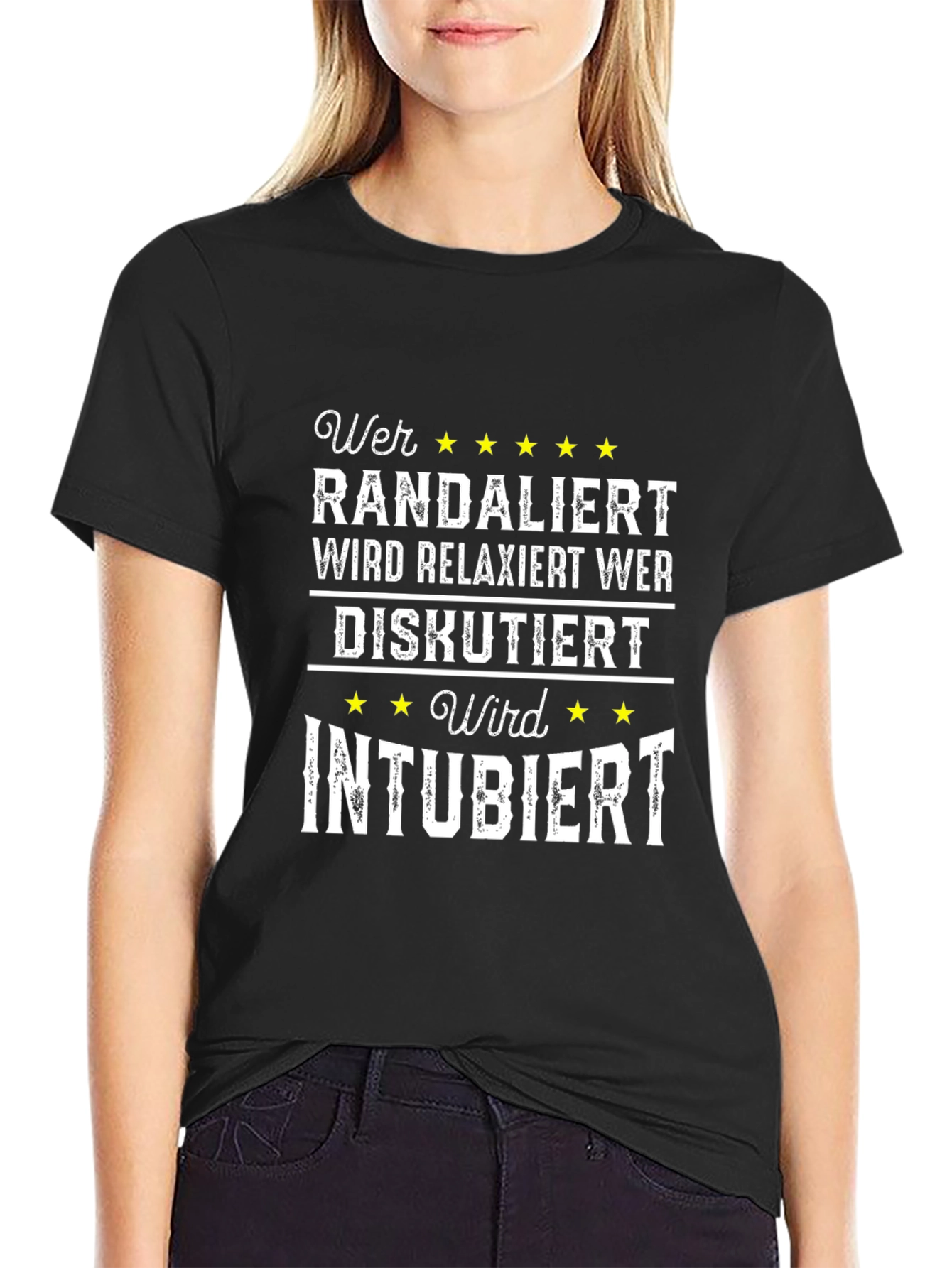 Black Humorous Medical T-Shirt - Wer Randaliert Design view 2