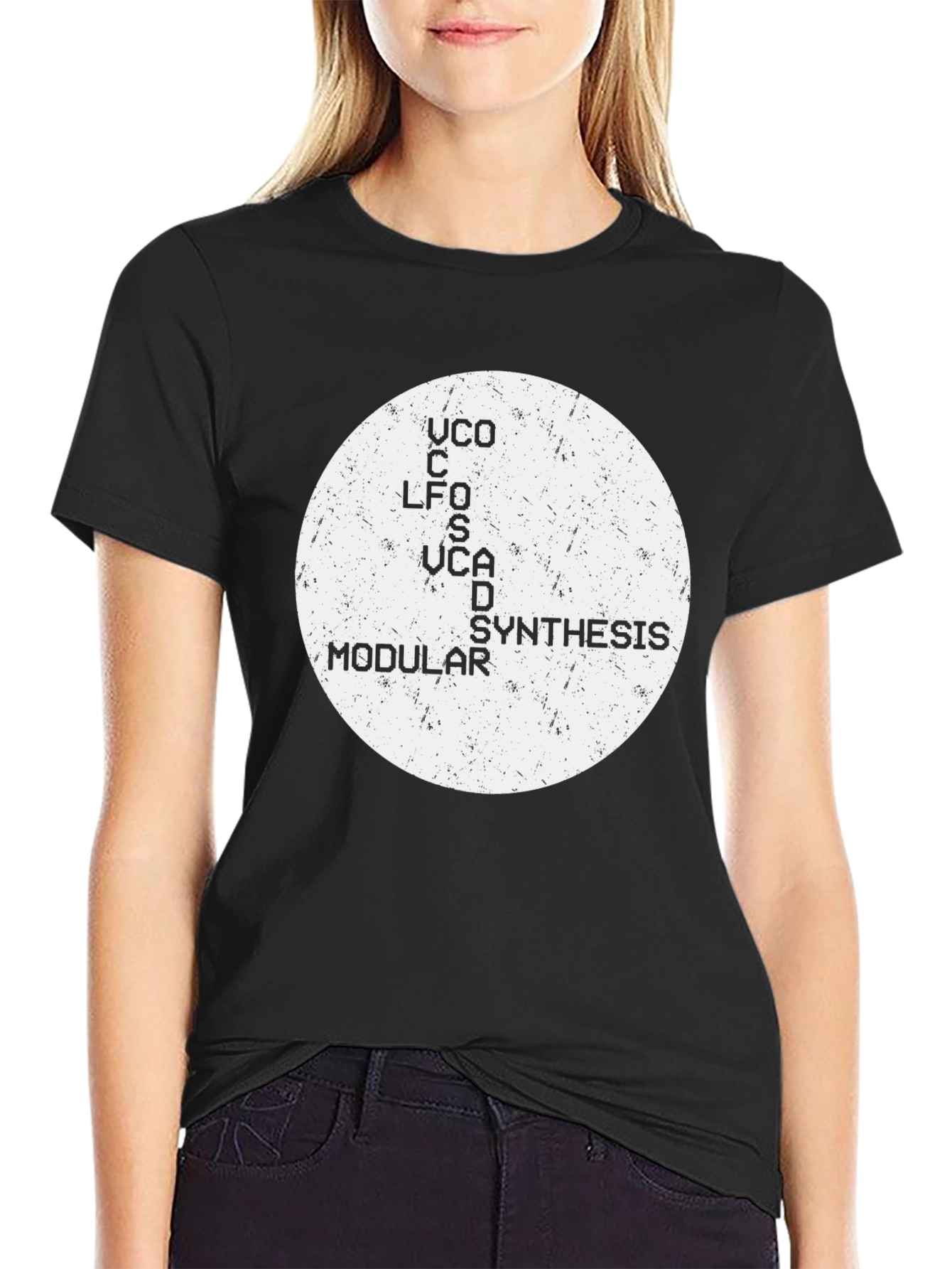 Black Modular Synth Black T-Shirt - Cool Audio Tee view 2