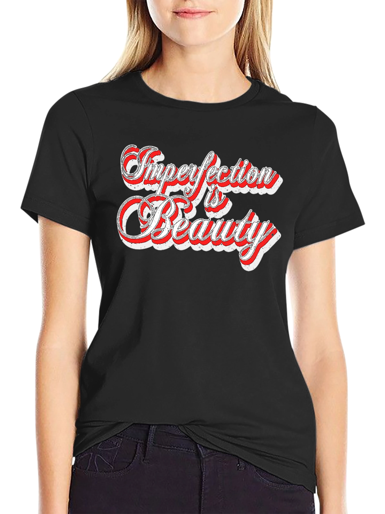 Black Imperfection is Beauty Graphic Tee - Black view 2
