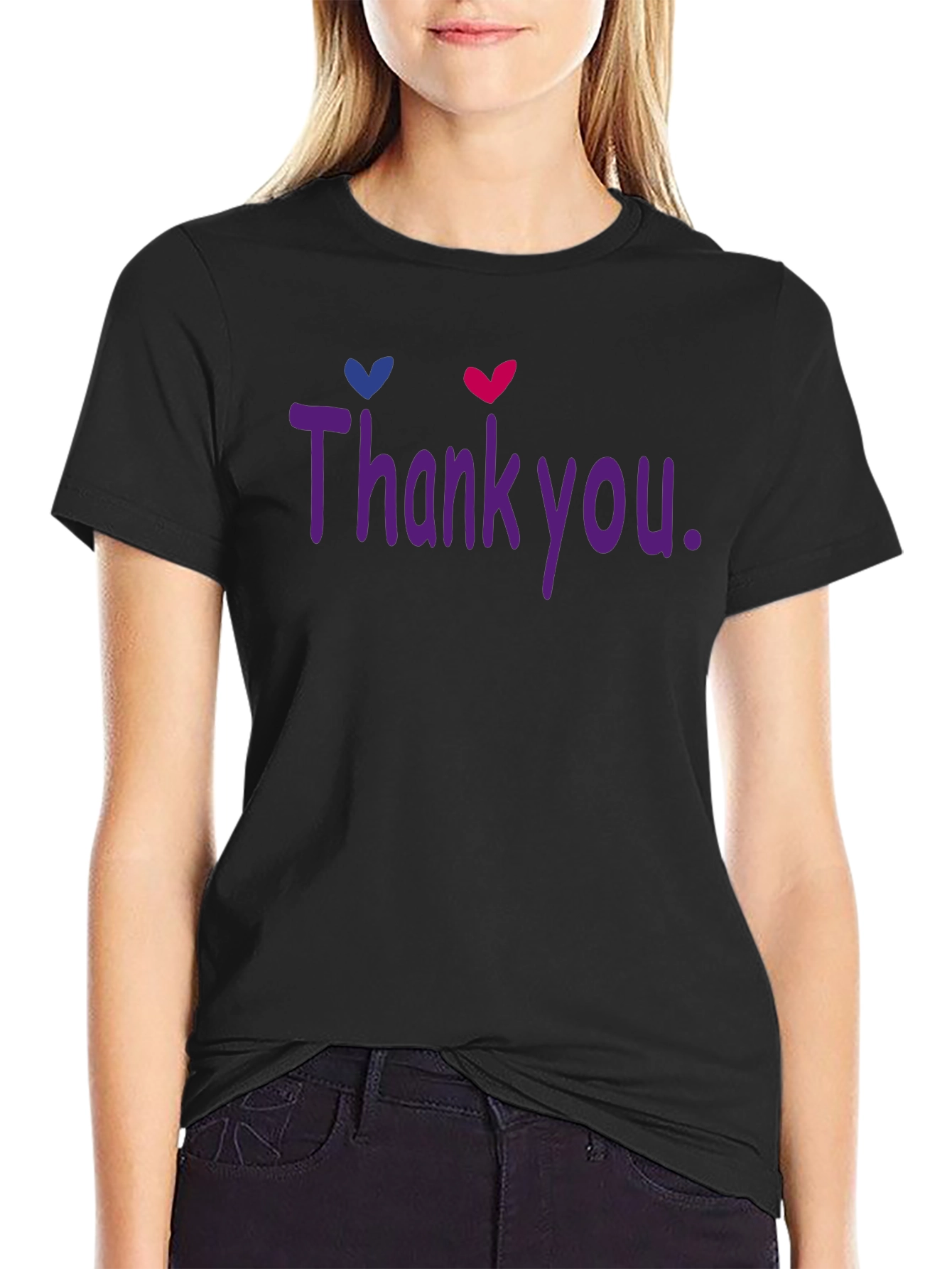 Black Thank You Bisexual Pride Graphic T-Shirt view 2