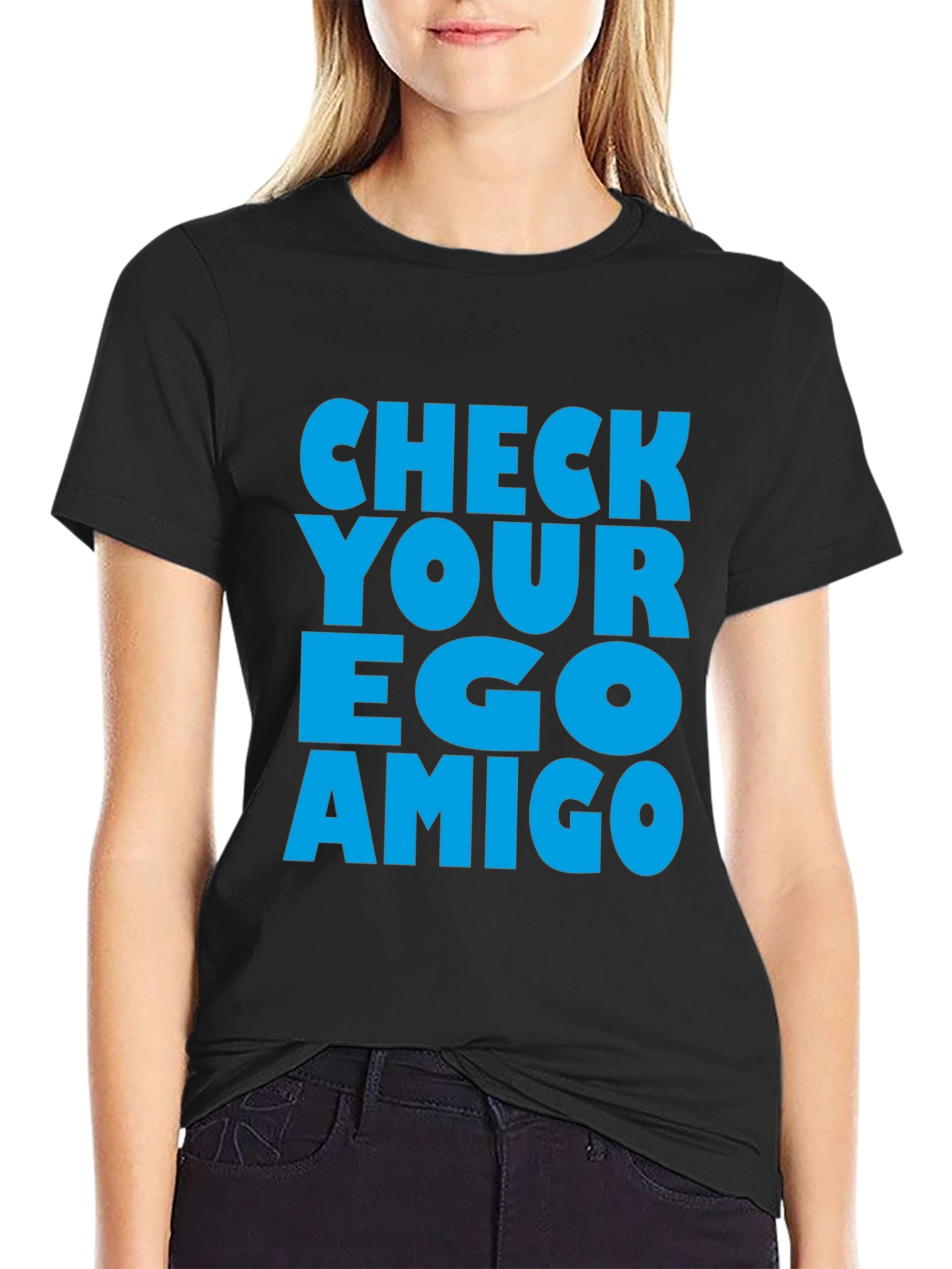 Black Check Your Ego Amigo Graphic Tee view 2