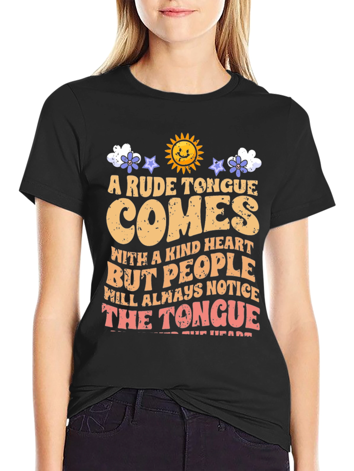 Black Rude Tongue, Kind Heart Graphic Tee view 2