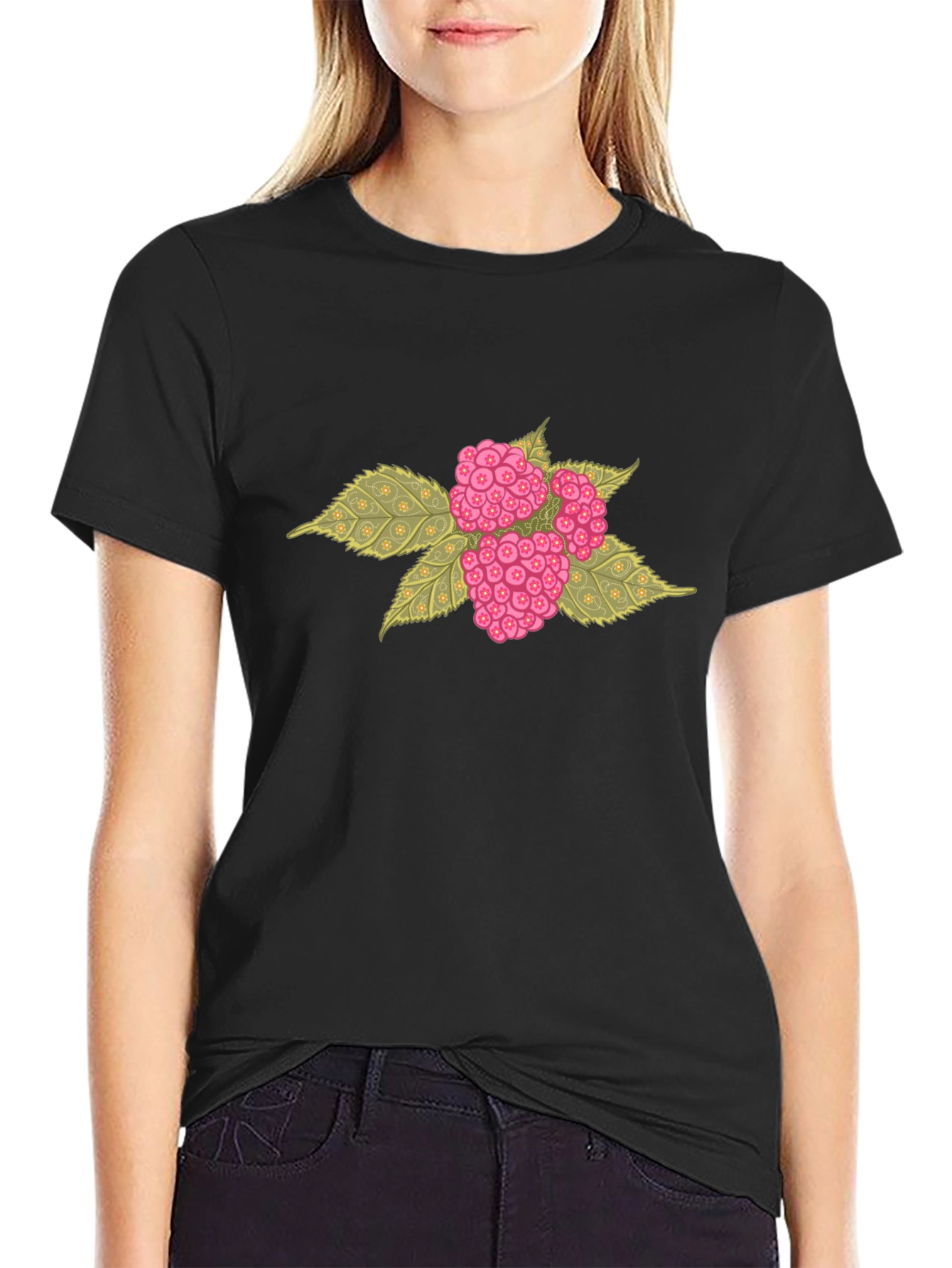 Black Raspberry Graphic Black T-Shirt view 2