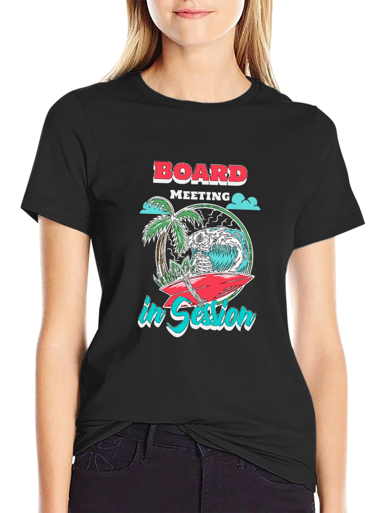 Black Board Meeting in Session Graphic T-Shirt view 2
