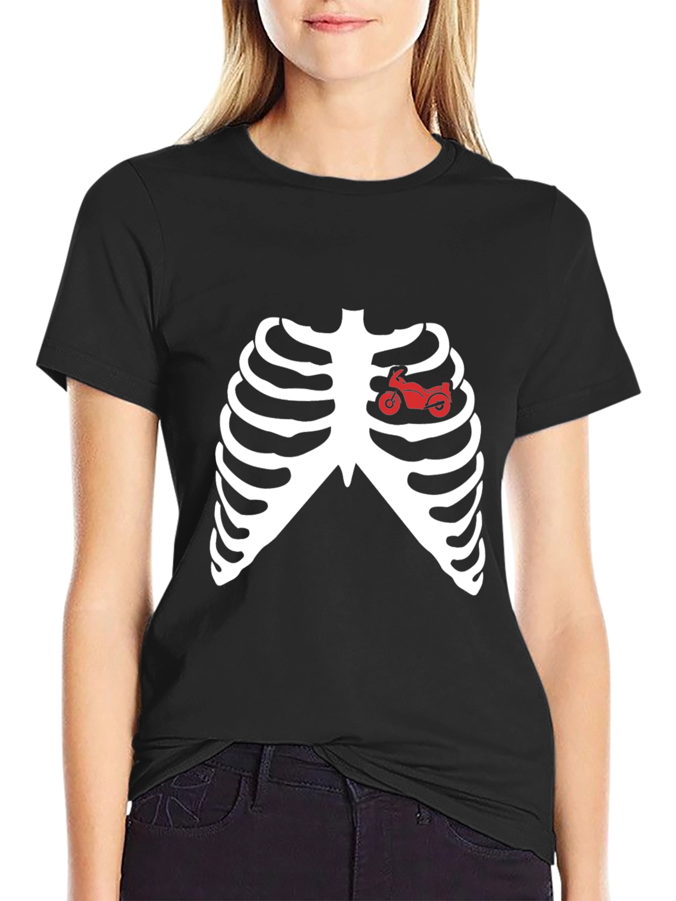 Black Motorcycle Heartbeat T-Shirt view 2