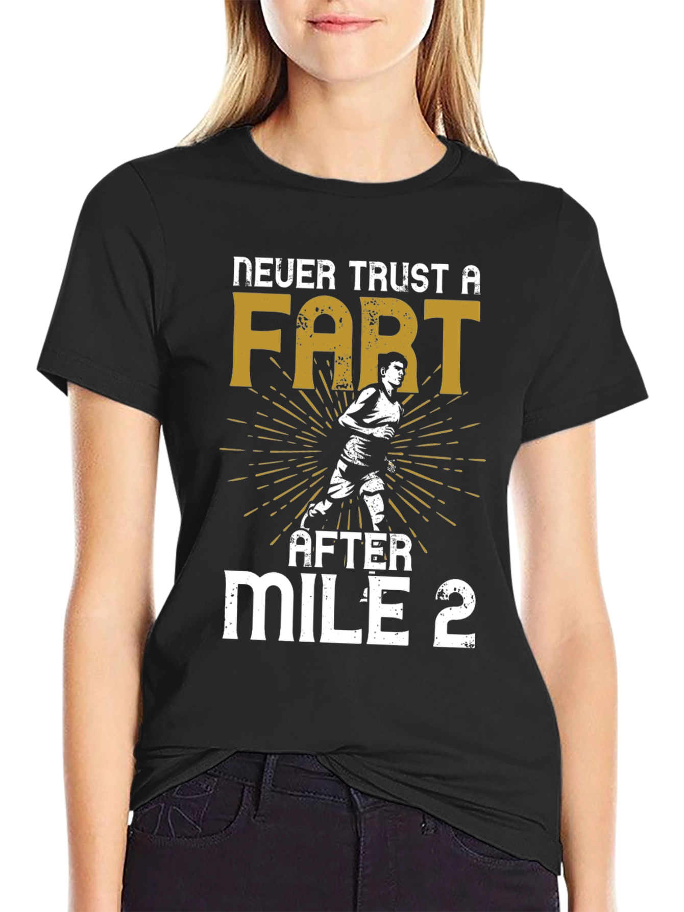 Black Never Trust a Fart After Mile 2 Graphic T-Shirt view 2