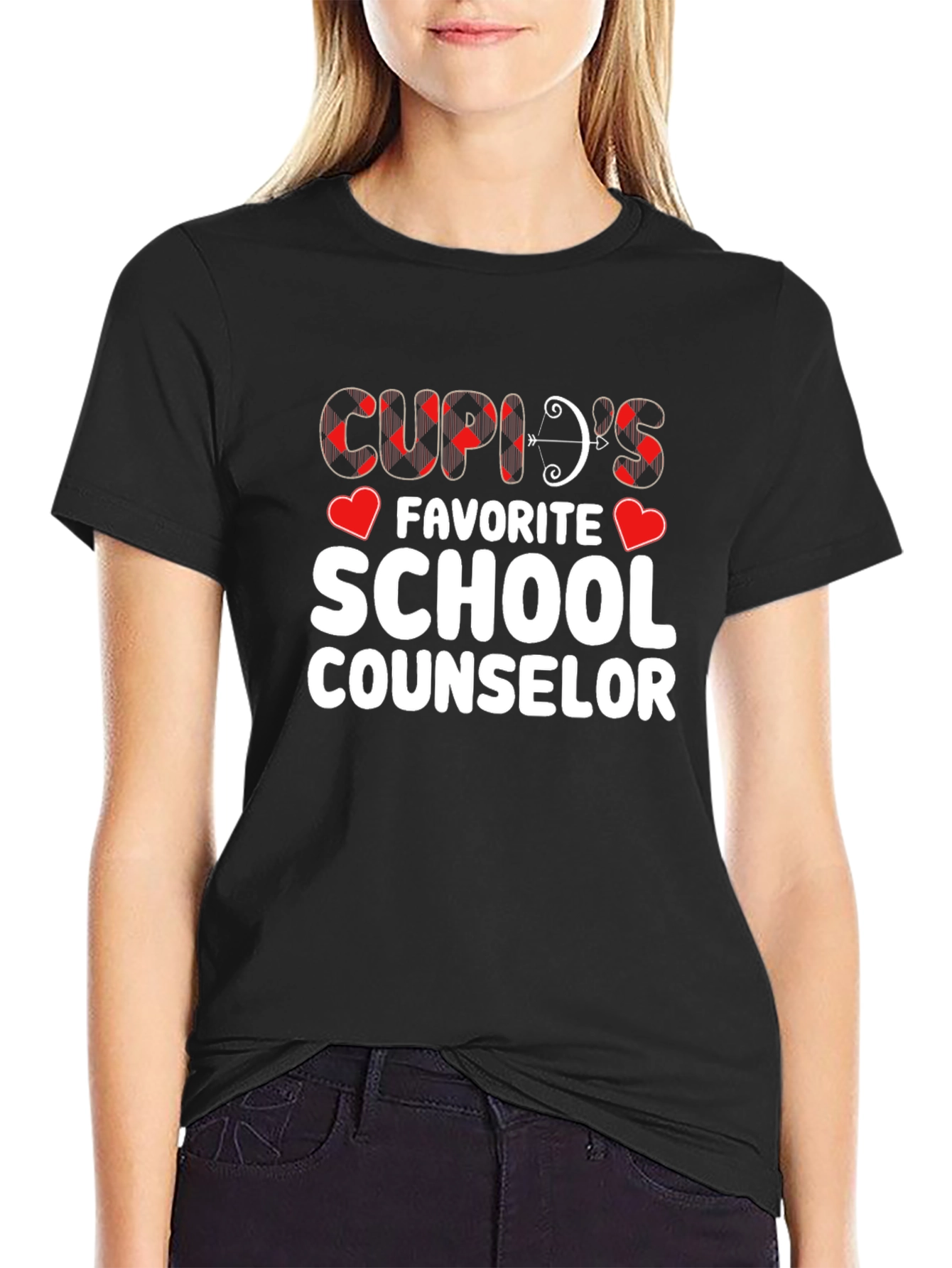 Black Cupid's Favorite School Counselor T-Shirt view 2
