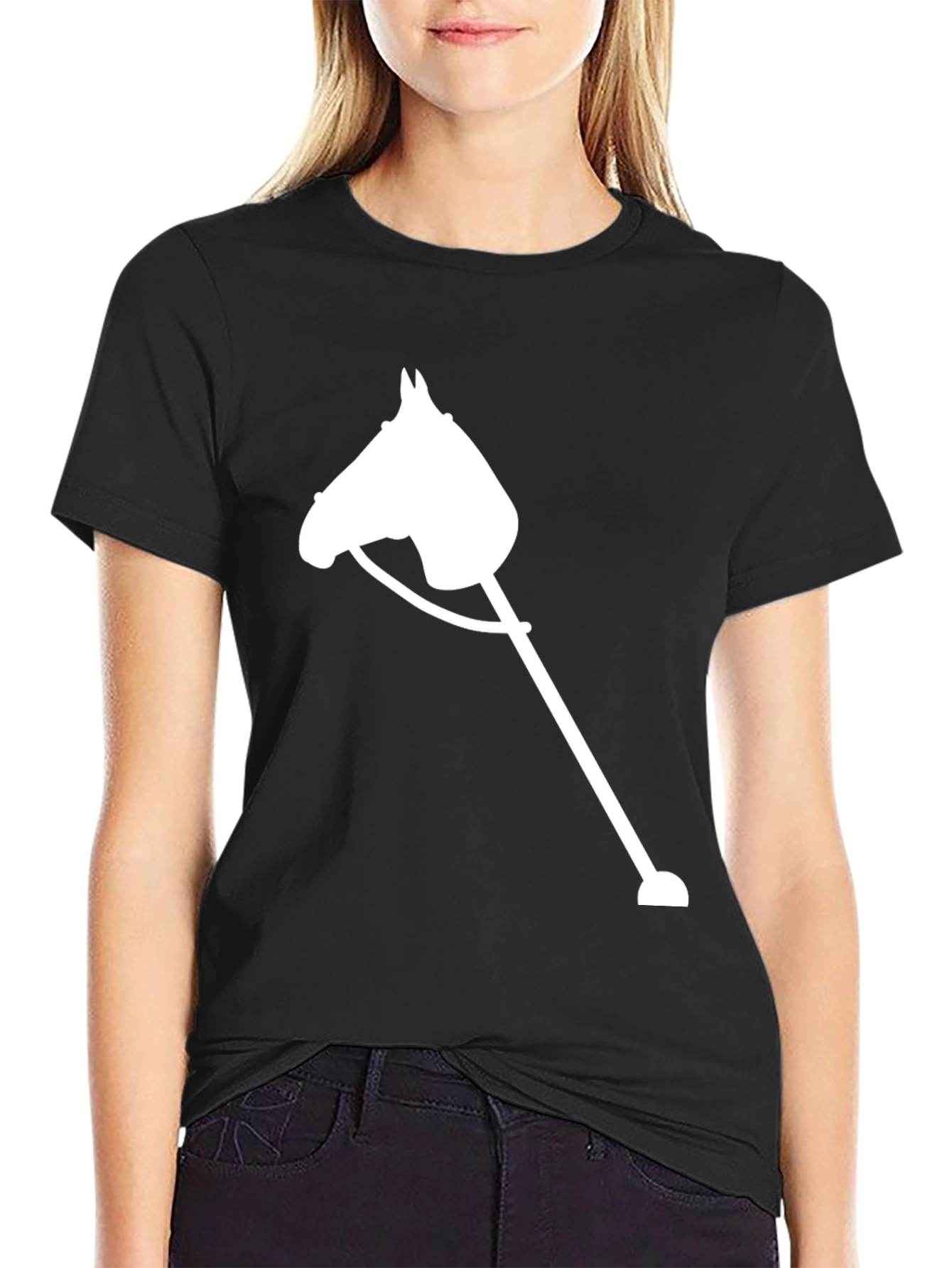 Black Stick Horse Graphic Tee - Unisex Black T-Shirt view 2