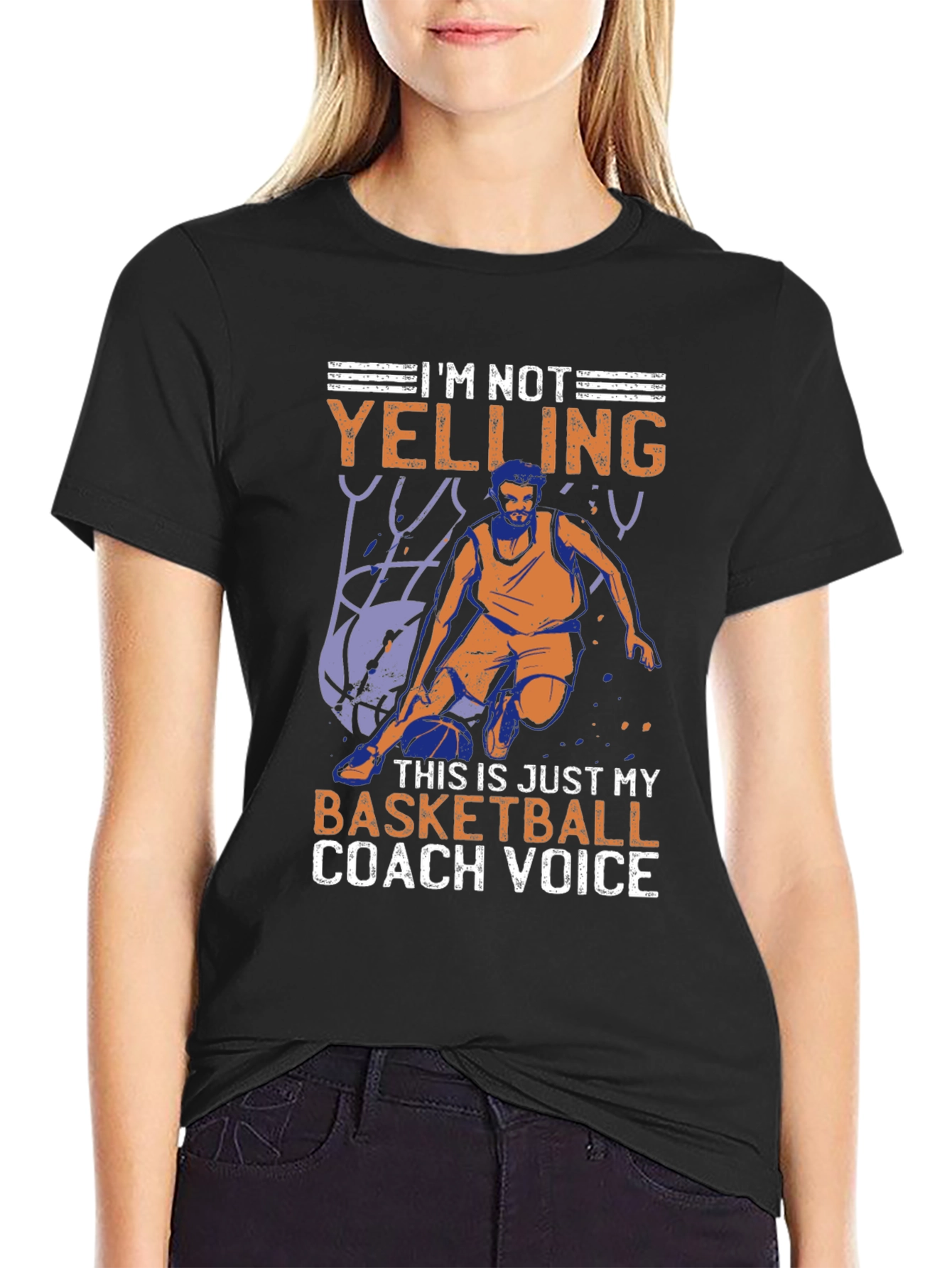 Black Basketball Coach Voice Graphic T-Shirt view 2