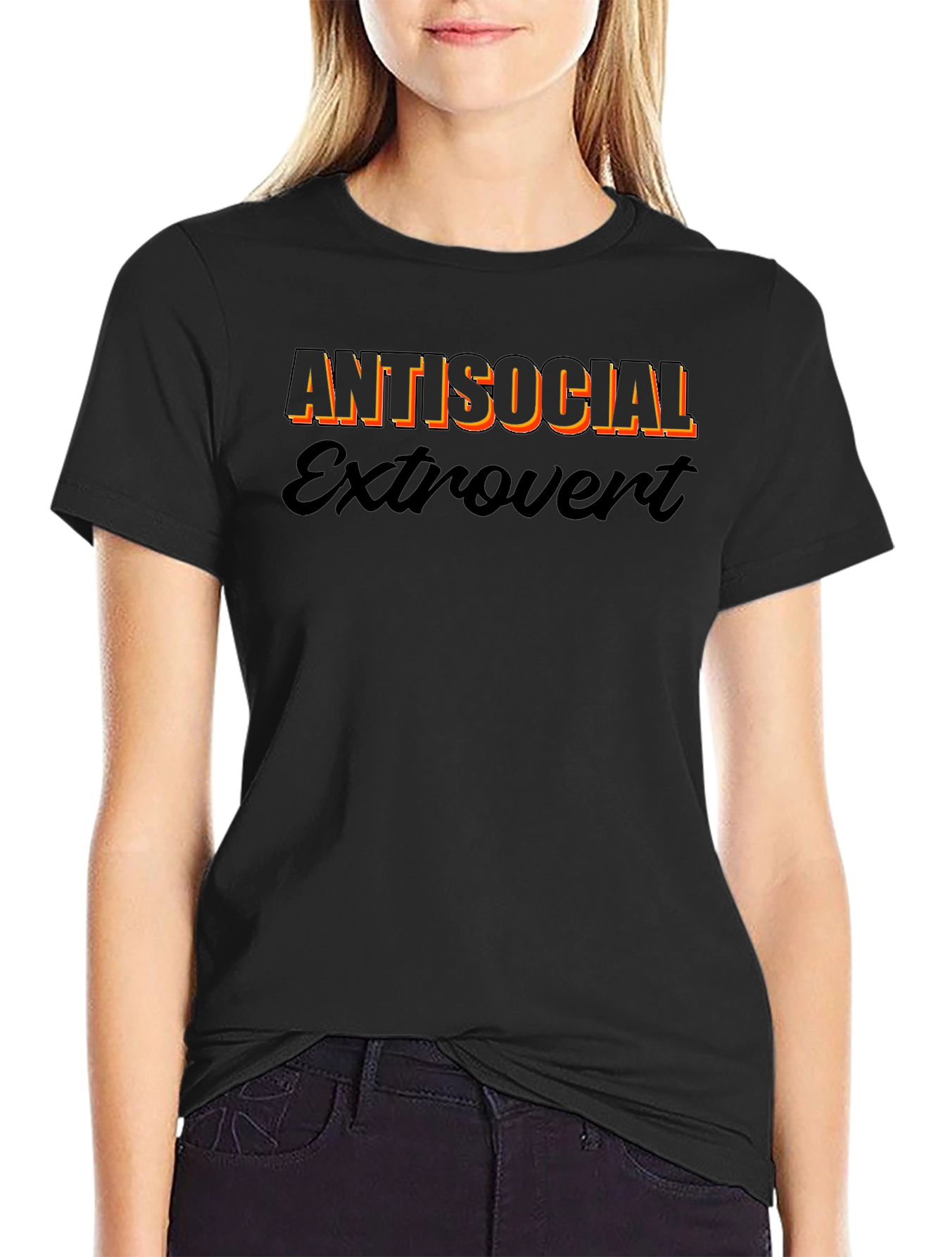 Black Antisocial Extrovert Graphic Tee view 2
