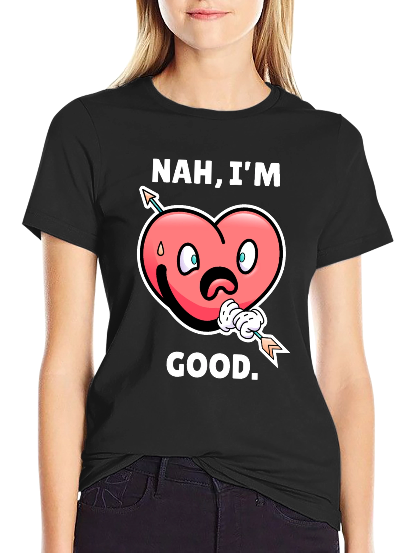 Black Nah, I'm Good! Valentine's Graphic T-Shirt view 2