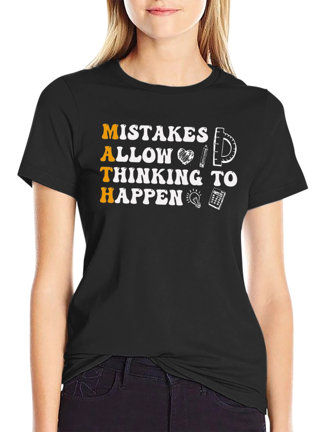 Black Math Mistakes Allow Thinking To Happen Black T-Shirt view 2
