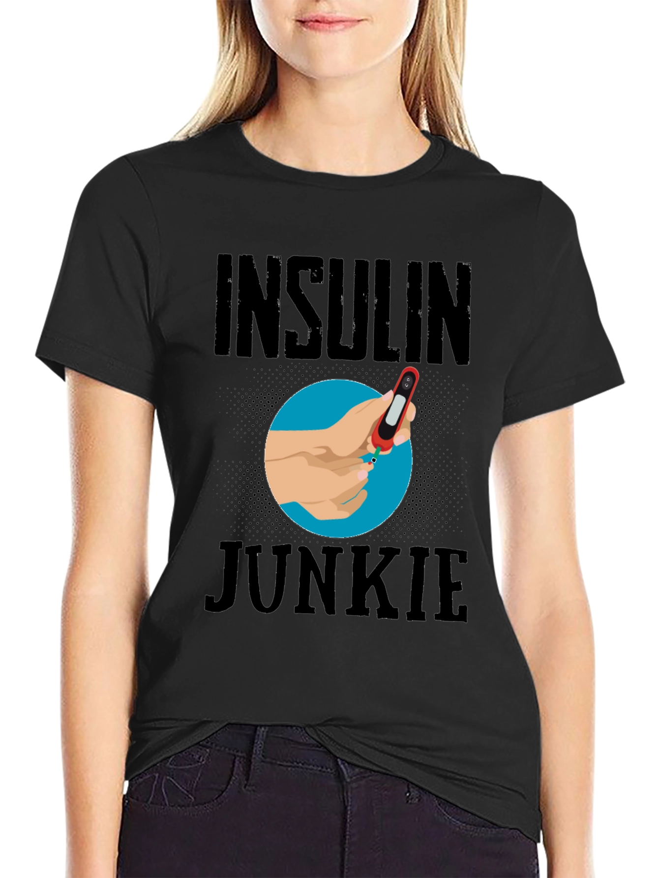 Black Insulin Junkie Graphic T-Shirt view 2
