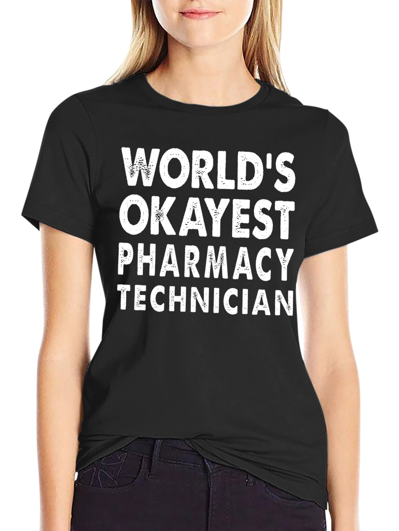 Black Pharmacy Technician T-Shirt - World's Okayest view 2