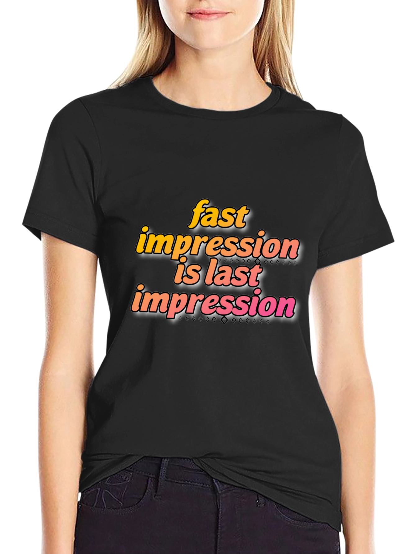Black Fast Impression Tee - Stylish Black Cotton Blend T-Shirt view 2
