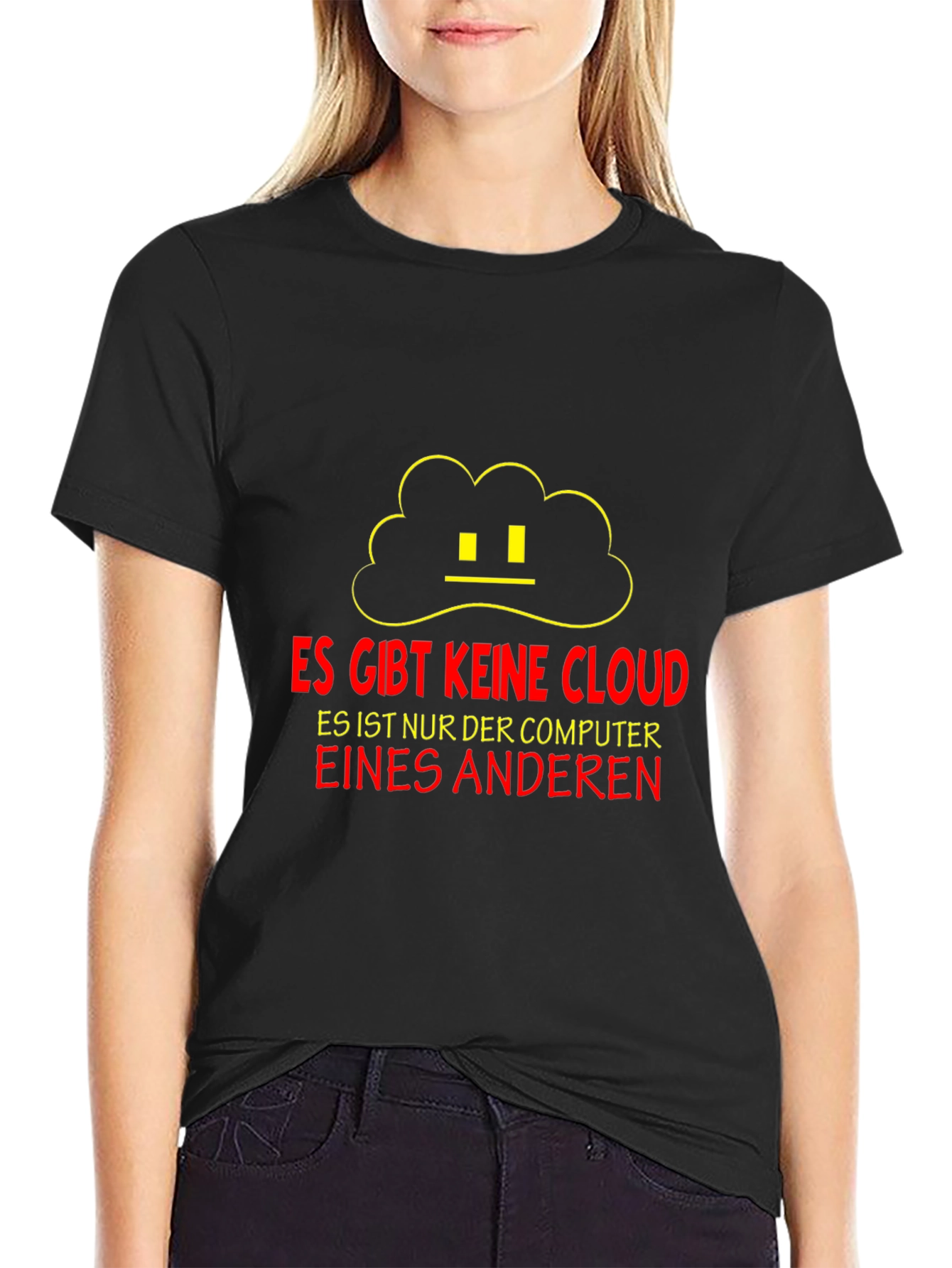 Black Funny Cloud Tech T-Shirt - No Cloud Just Another Computer view 2