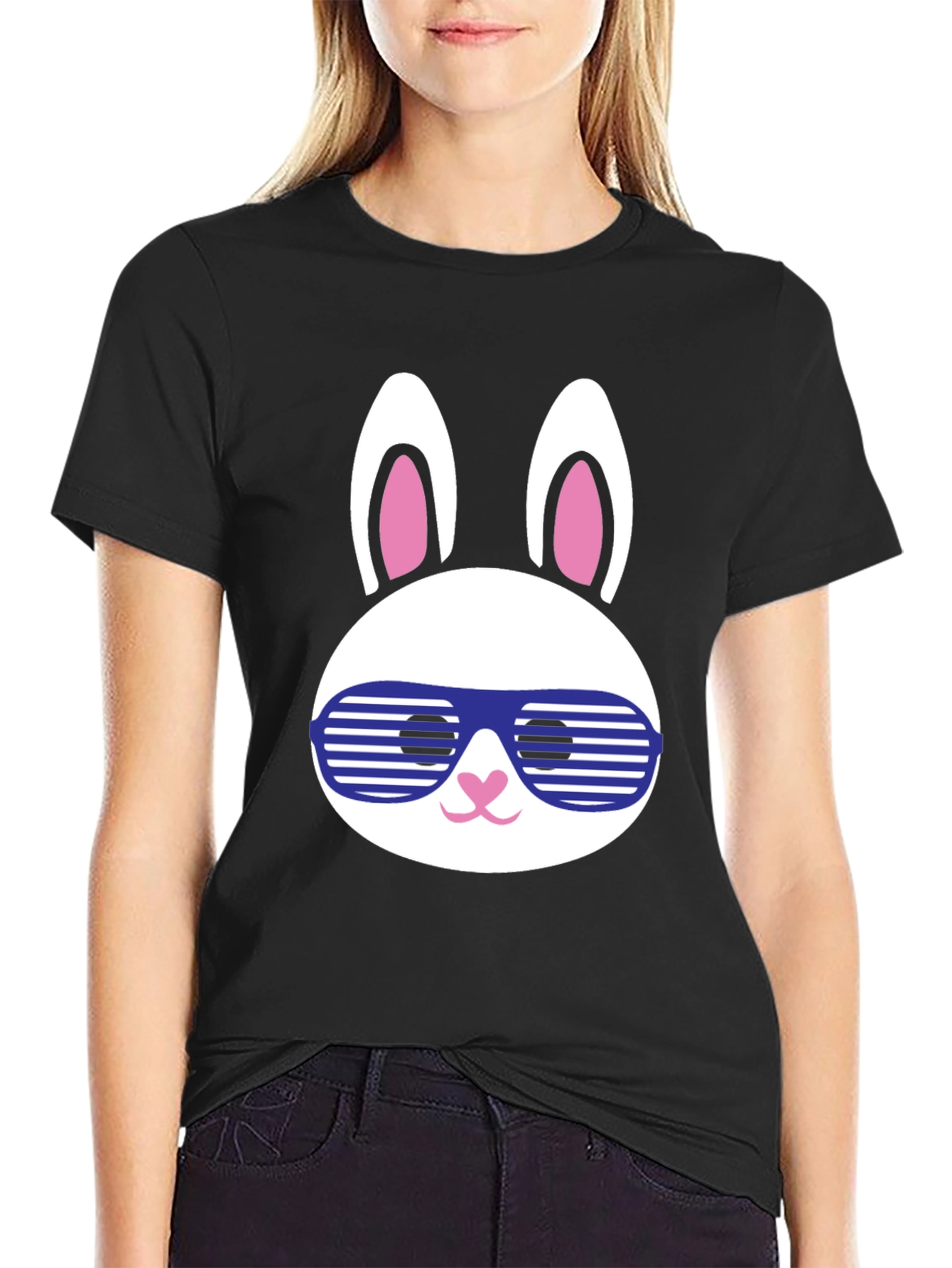 Black Cool Bunny Graphic Tee view 2