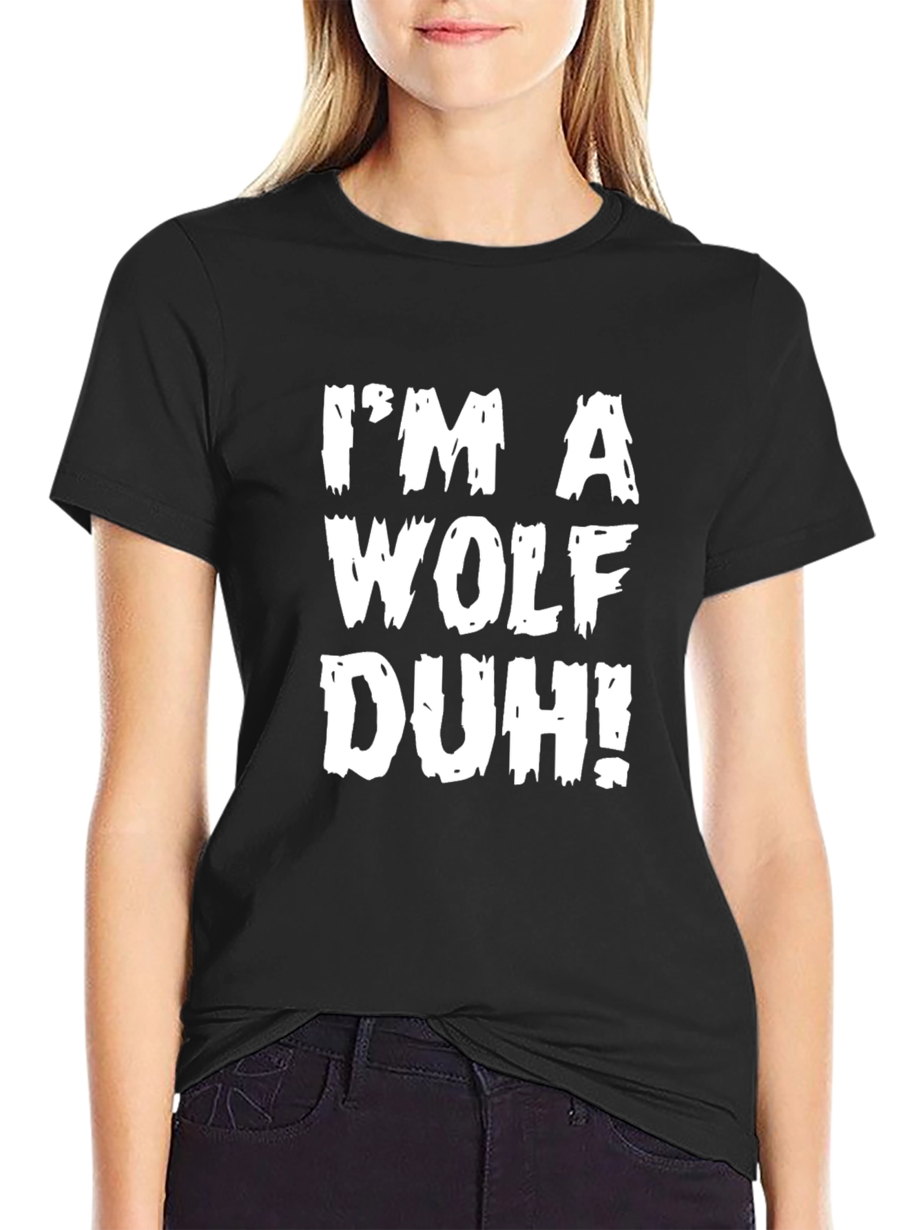 Black I'm A Wolf Duh! Graphic T-Shirt view 2