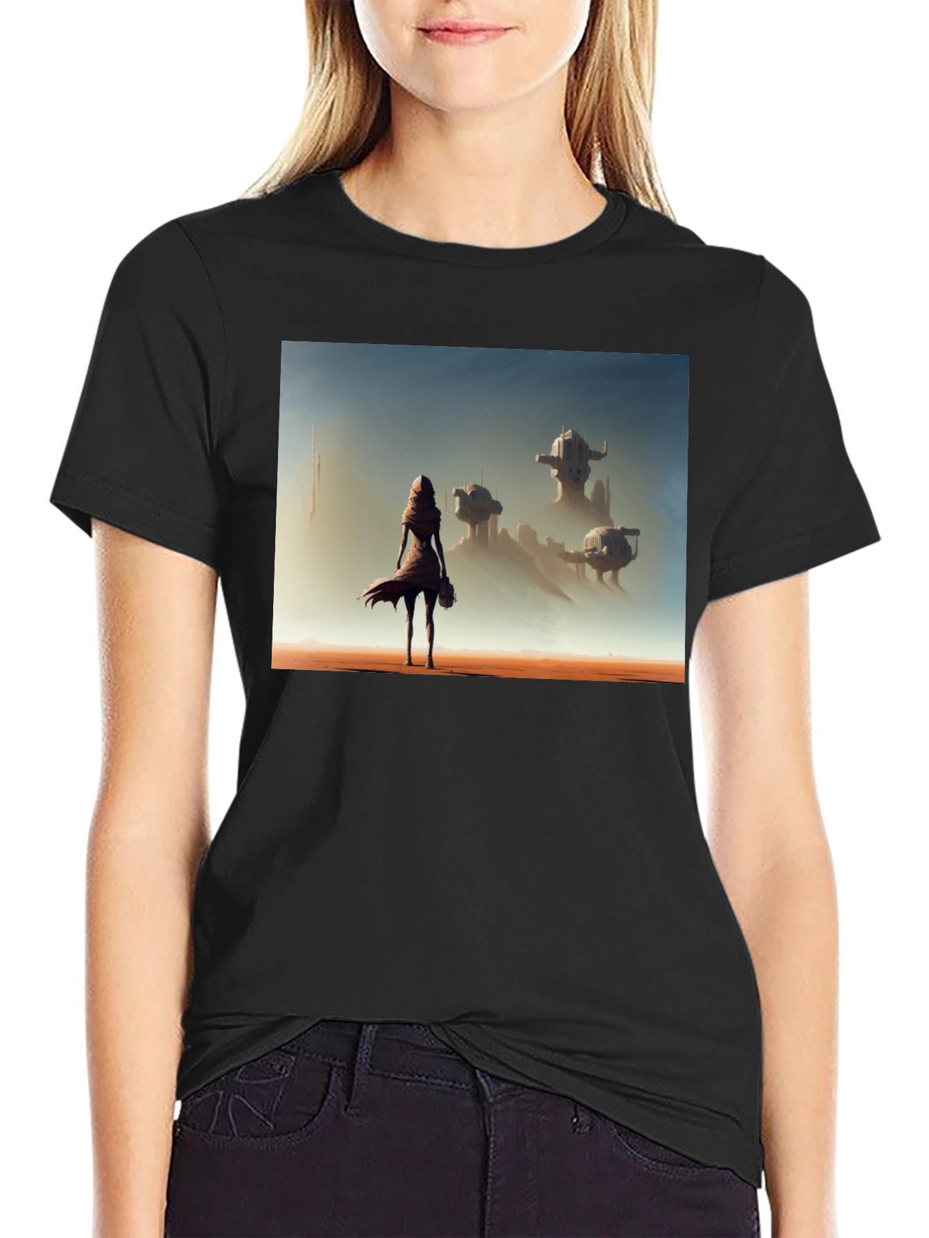 Black Sci-Fi Traveler Graphic T-Shirt view 2