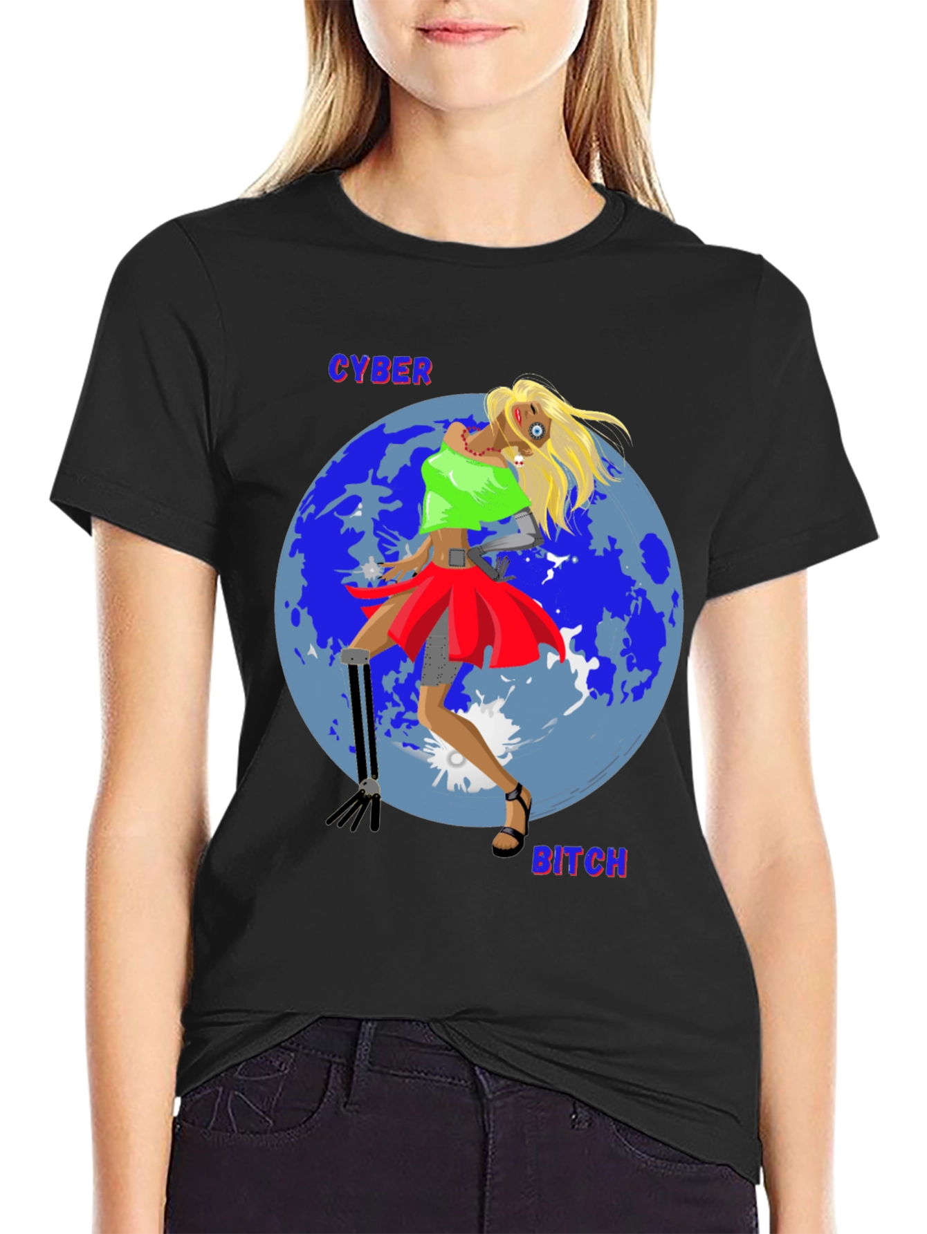Black Cyber Bitch T-Shirt - Unique Graphic Tee view 2