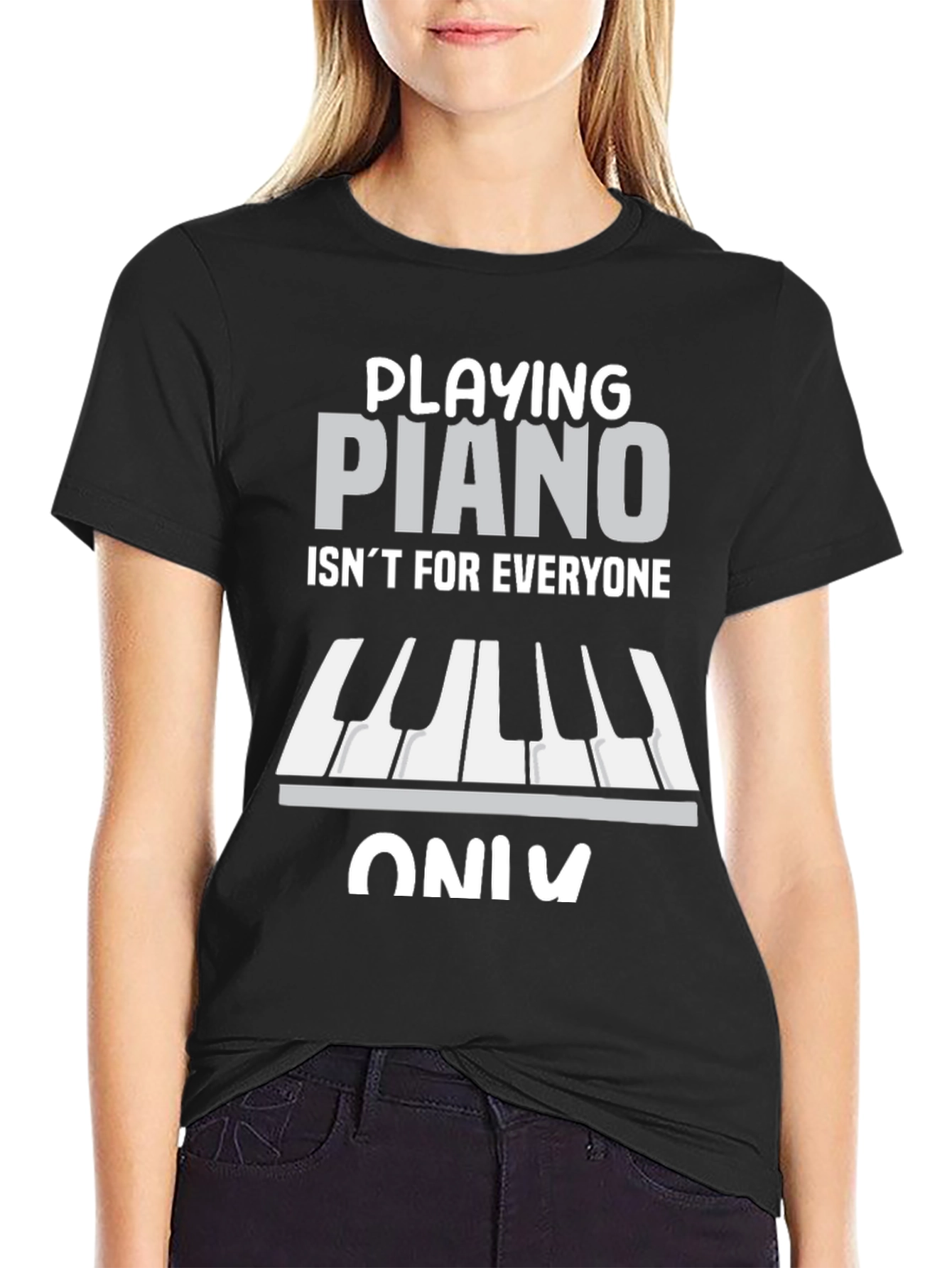 Black Funny Piano Player T-Shirt - Not For Everyone view 2