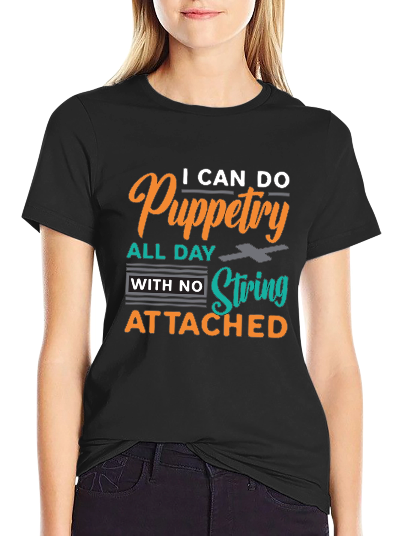 Black Puppetry T-Shirt: I Can Do Puppetry All Day view 2
