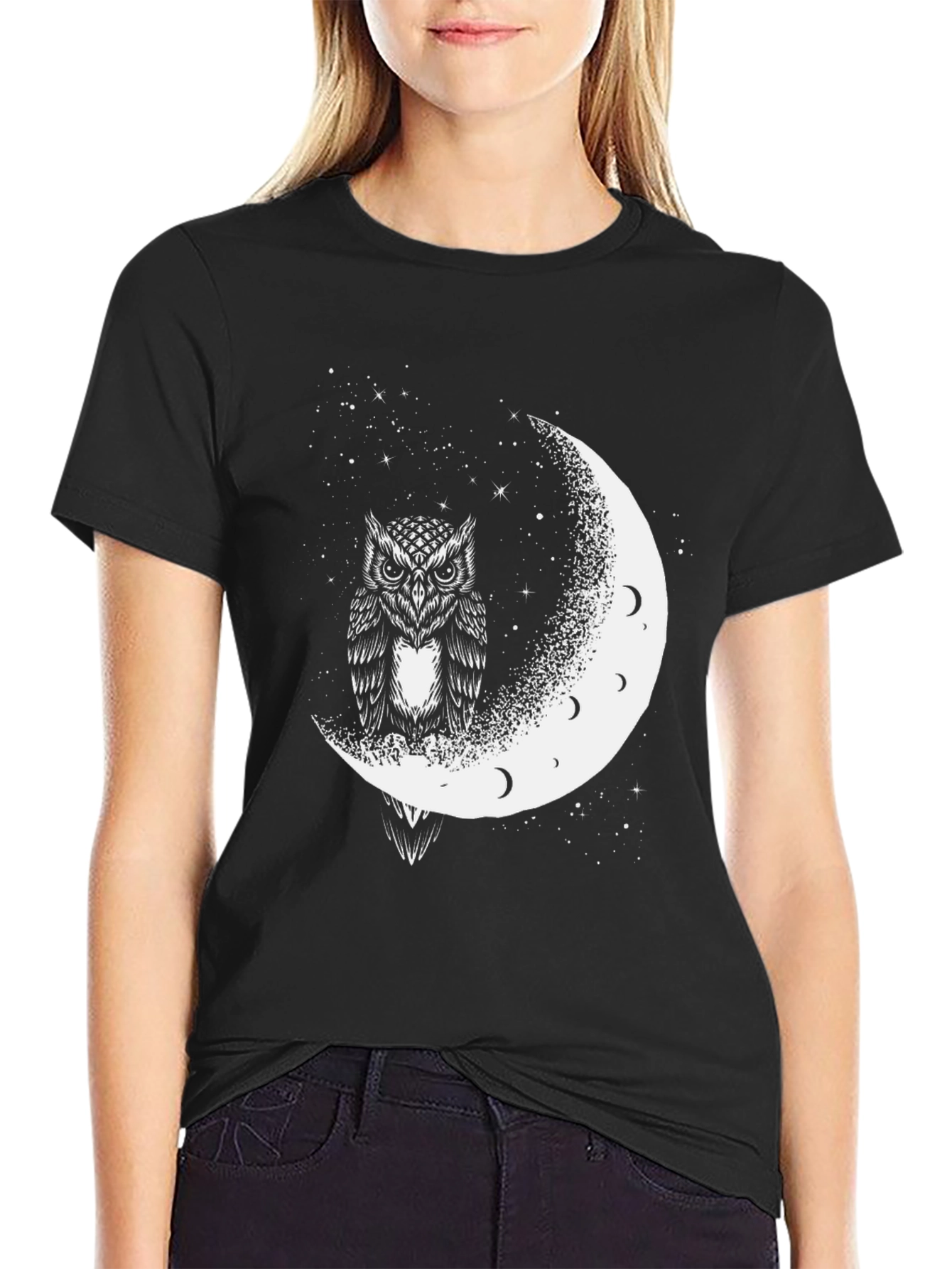 Black Owl Moon Black T-Shirt view 2