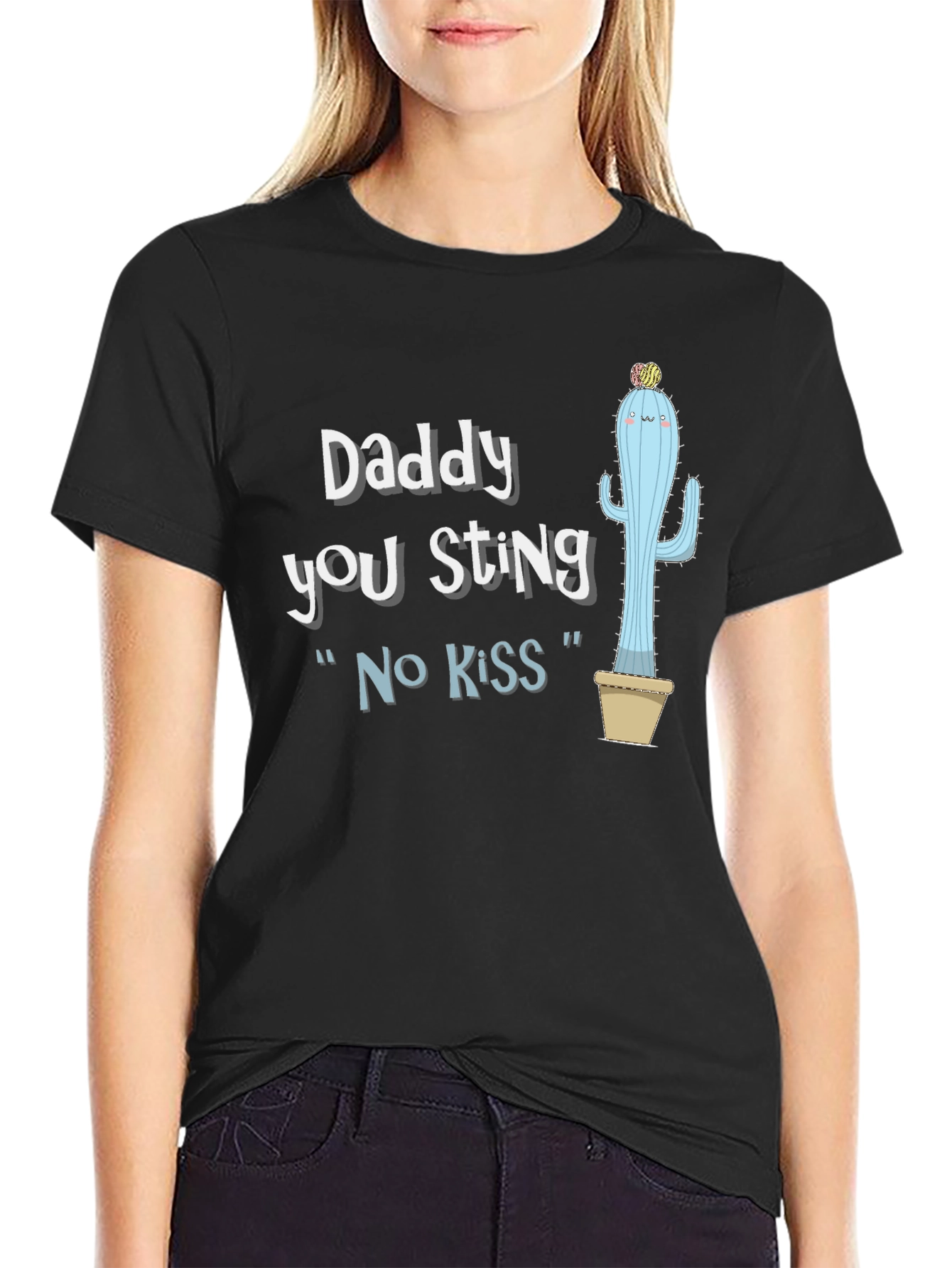 Black Daddy You Sting T-Shirt - Funny Cactus Graphic Tee view 2