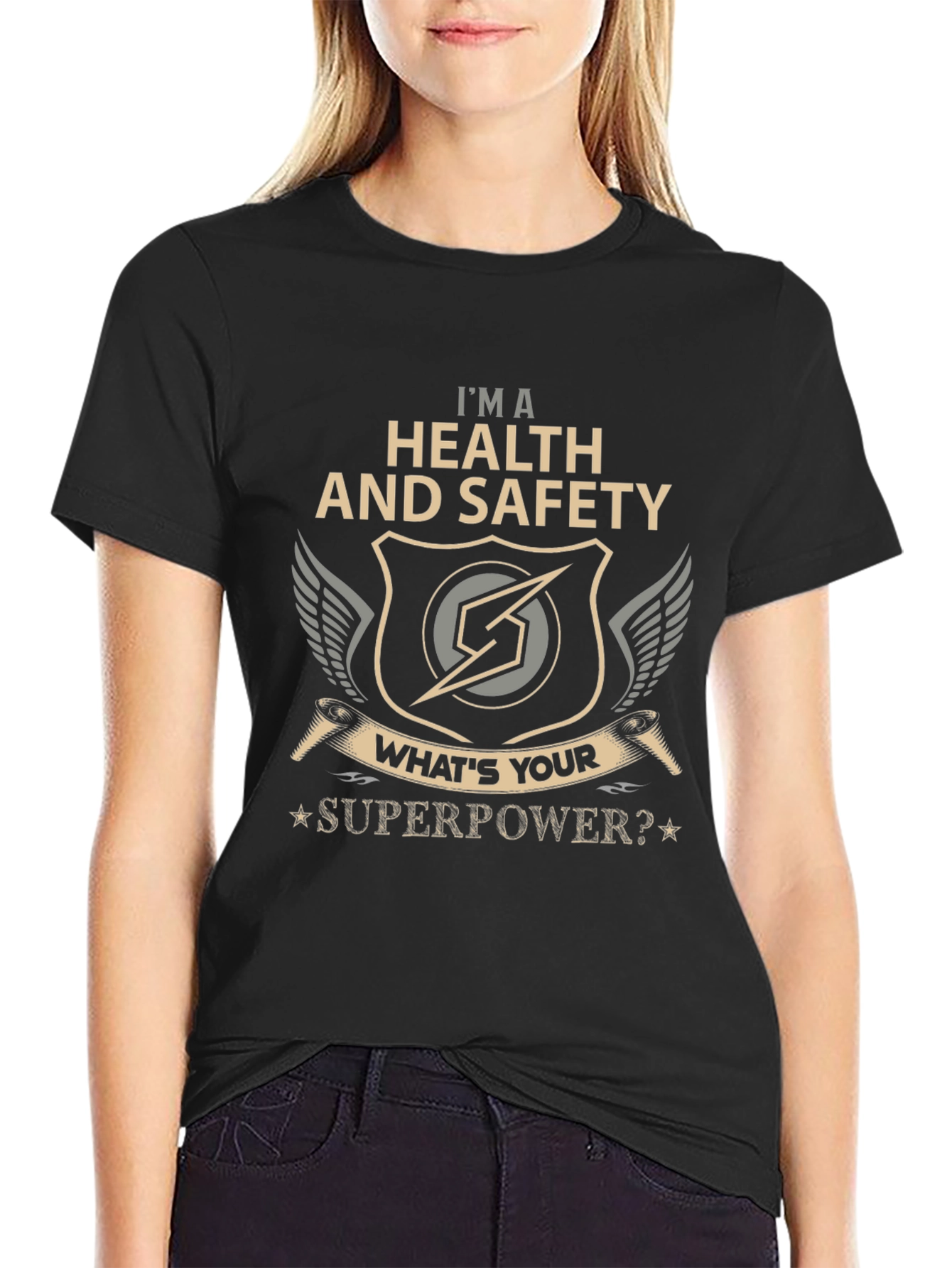 Black Health and Safety Superpower T-Shirt - Black view 2