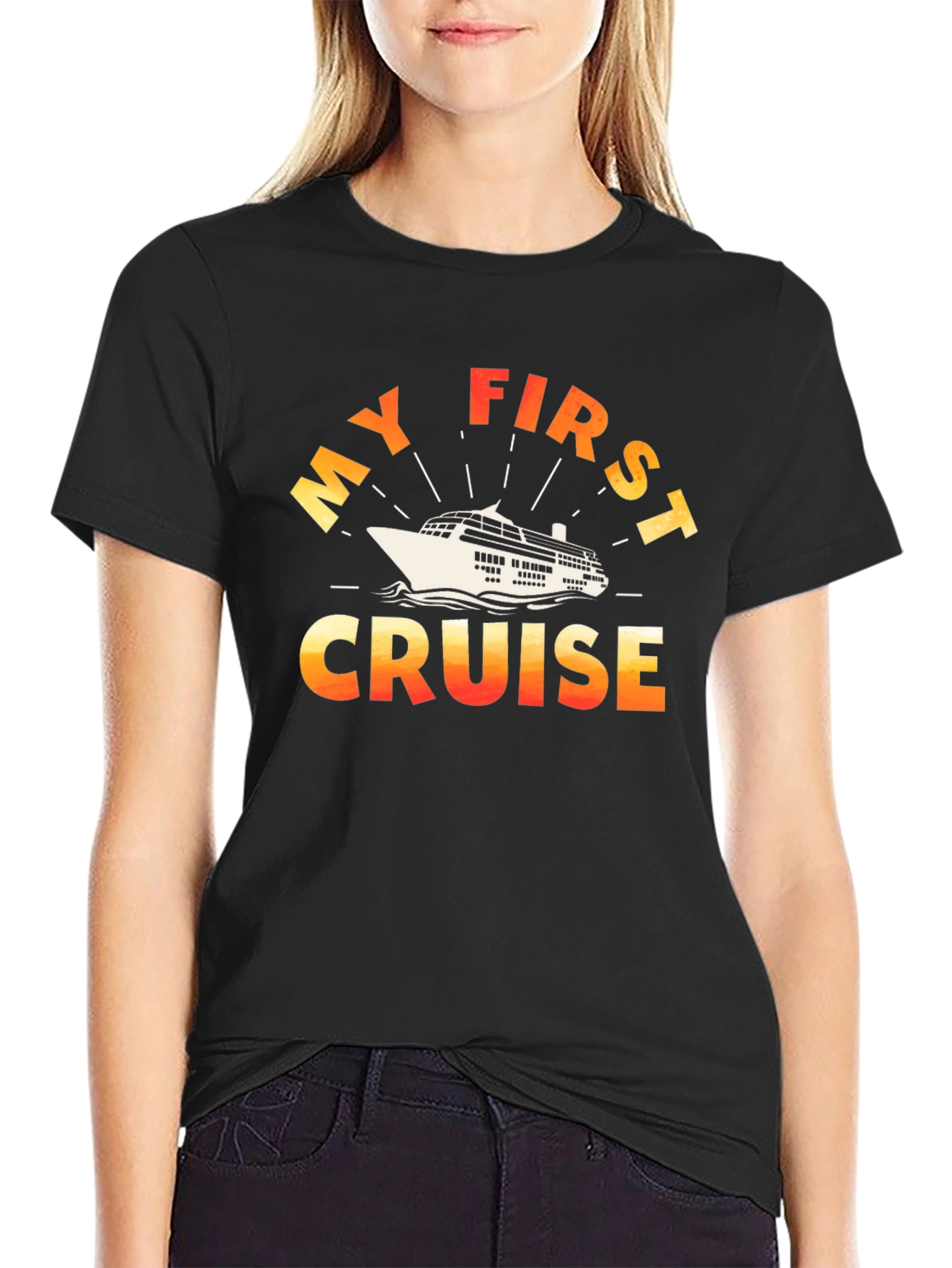 Black My First Cruise Graphic T-Shirt - Vacation Souvenir view 2