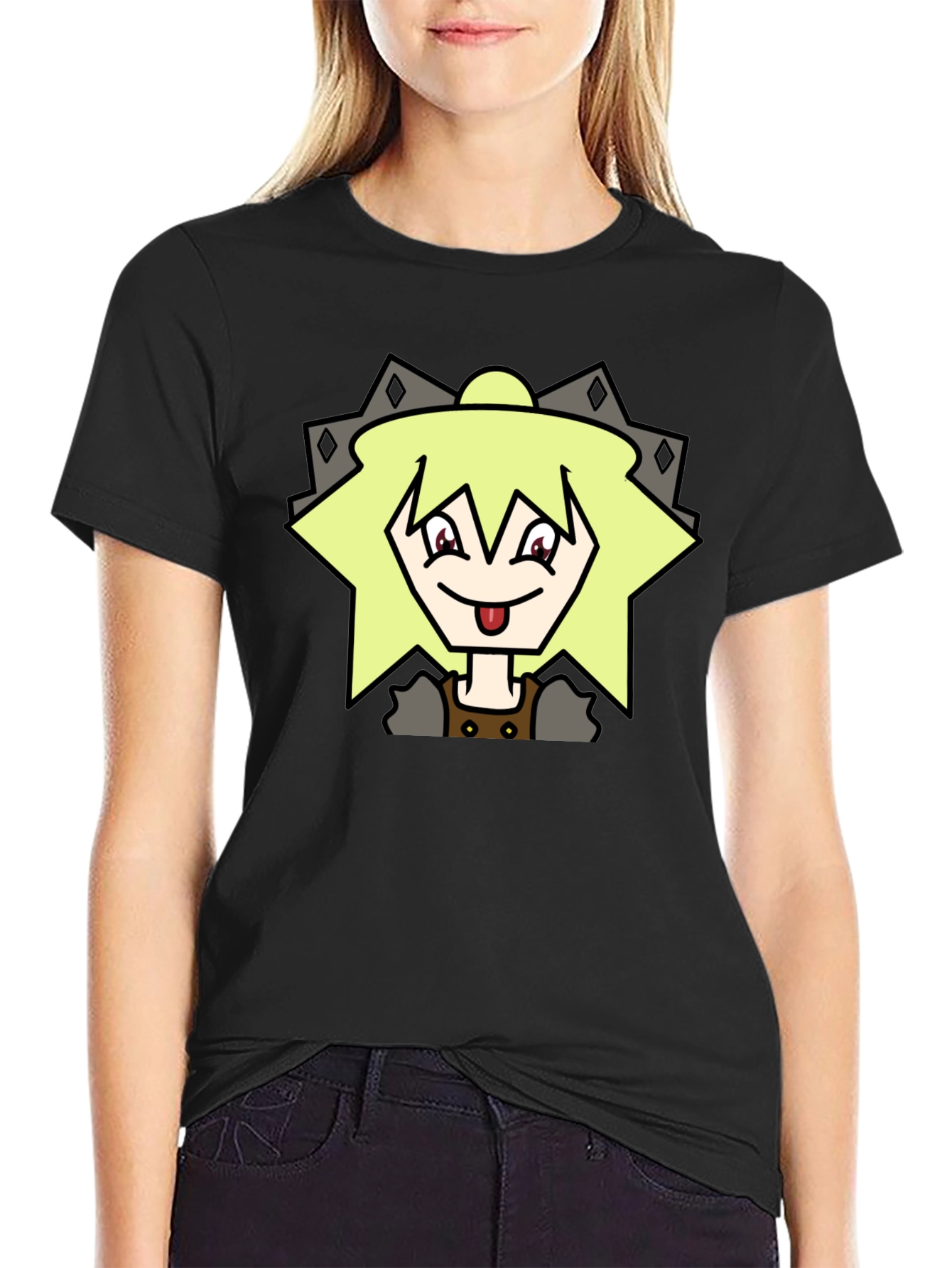 Black Anime Character Graphic Tee - Black T-Shirt view 2