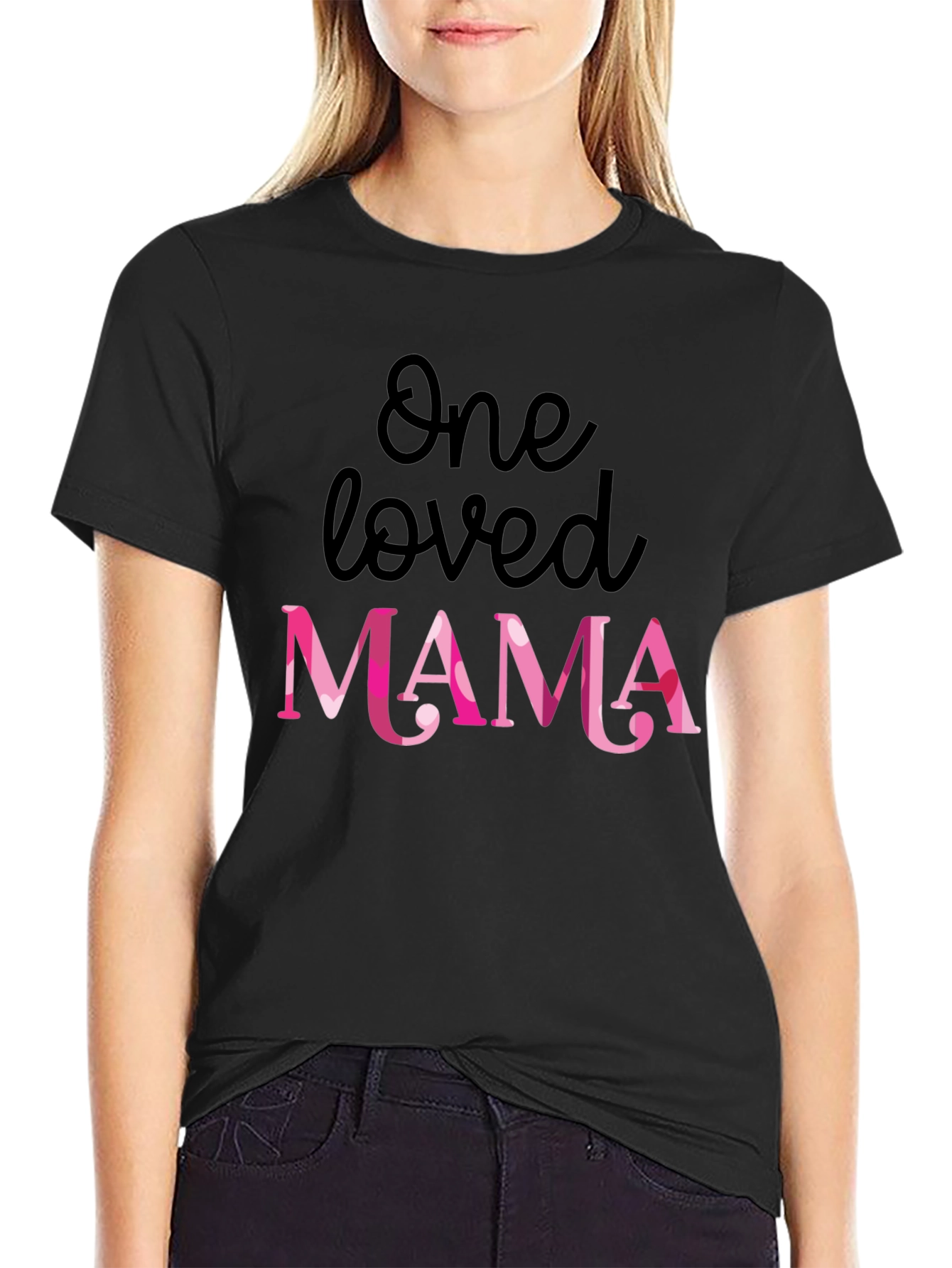 Black One Loved Mama Graphic Tee - Cute Mother's Day Gift view 2