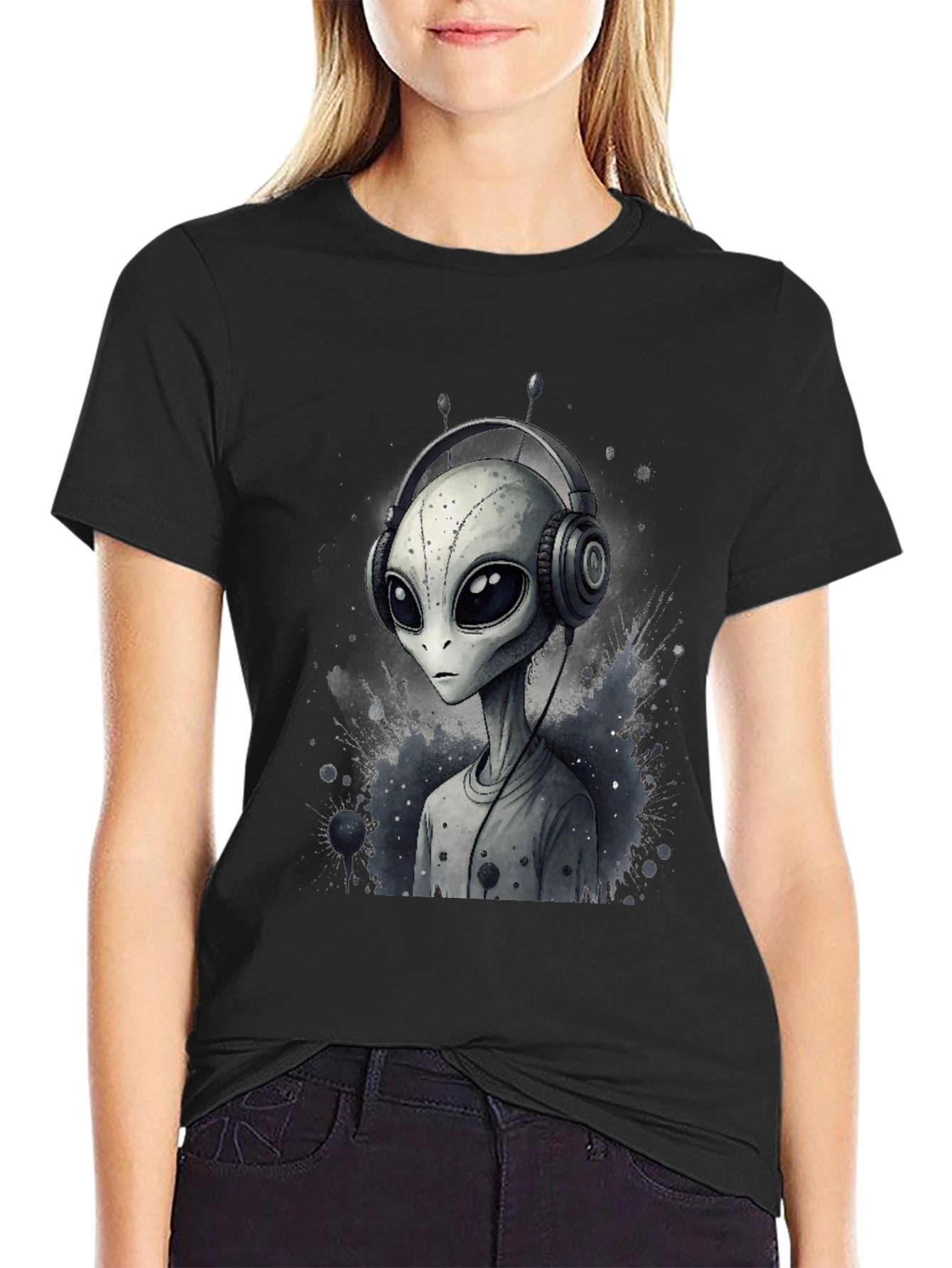 Black Alien DJ Graphic Tee - Black view 2