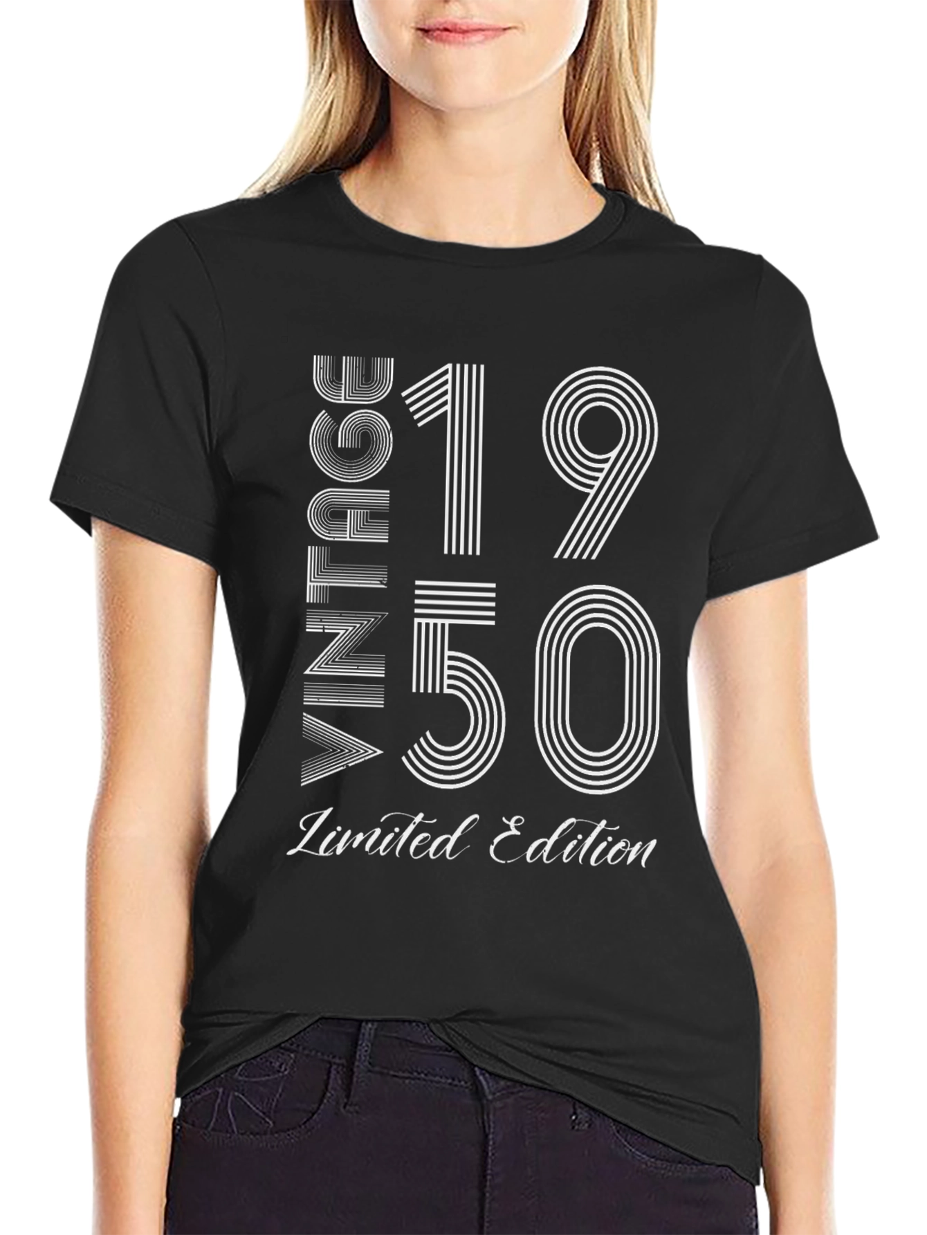 Black Vintage 1950 Limited Edition T-Shirt view 2