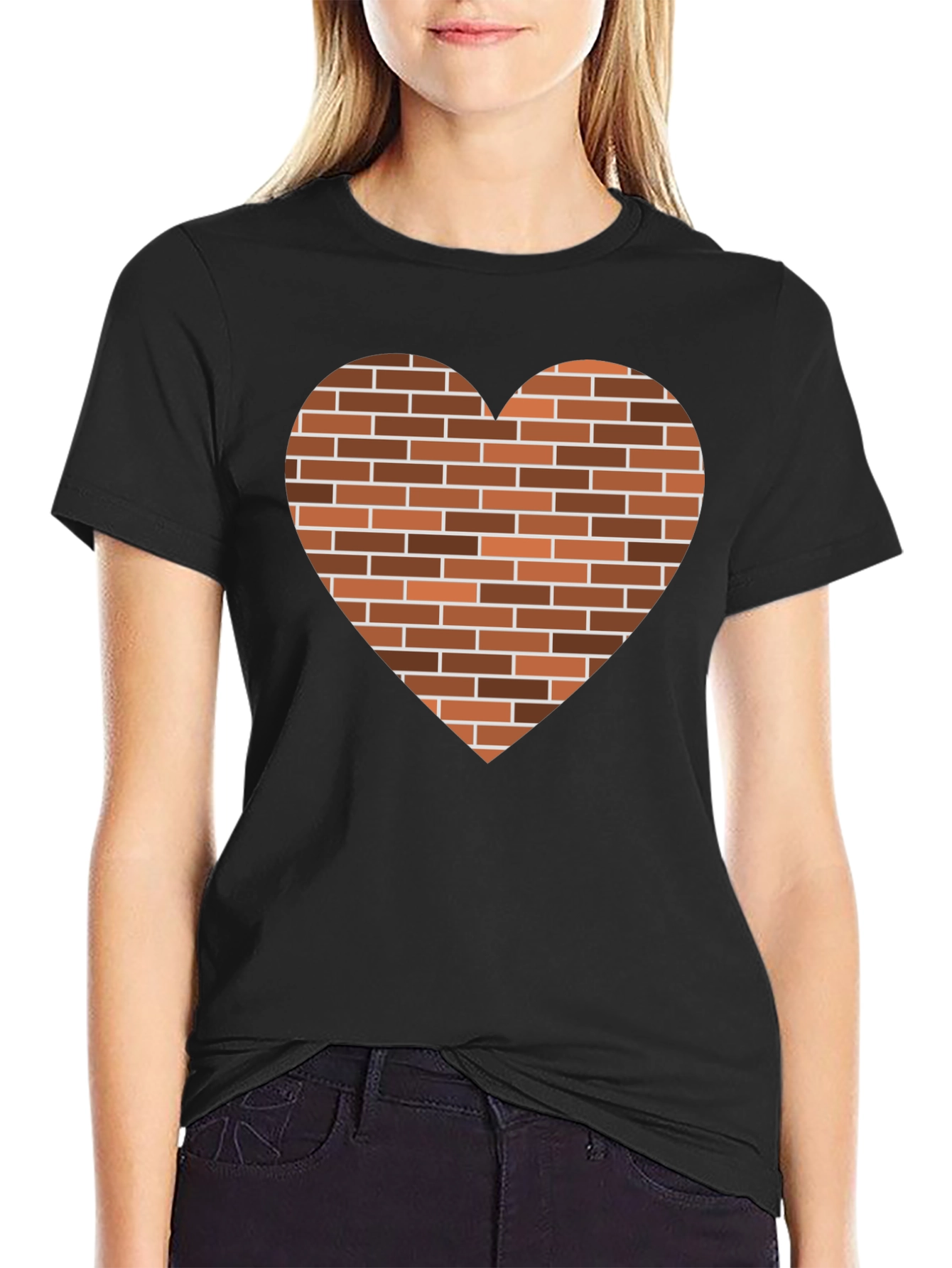 Black Brick Heart Graphic Tee - Unique Casual Shirt view 2