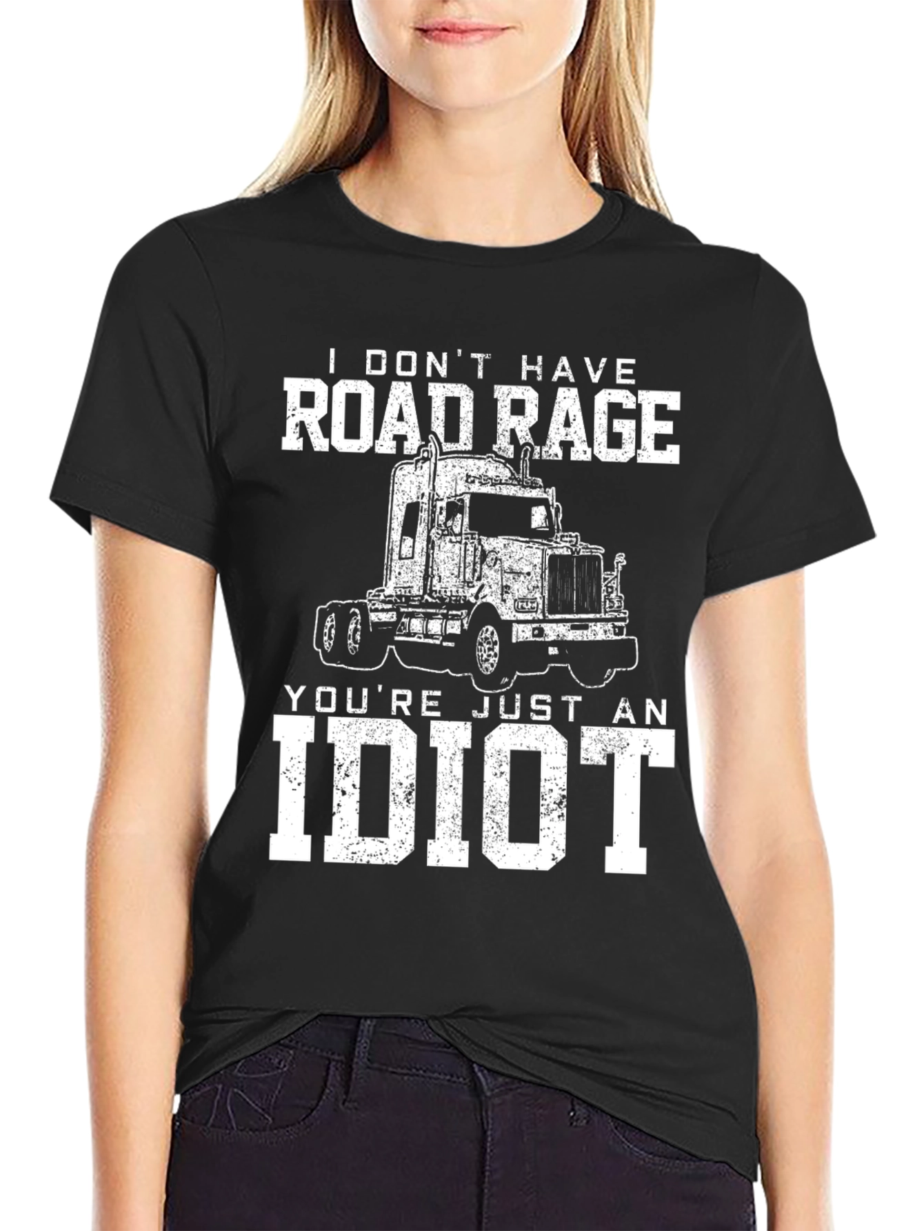 Black Road Rage Trucker Graphic Tee - Black Cotton Blend view 2