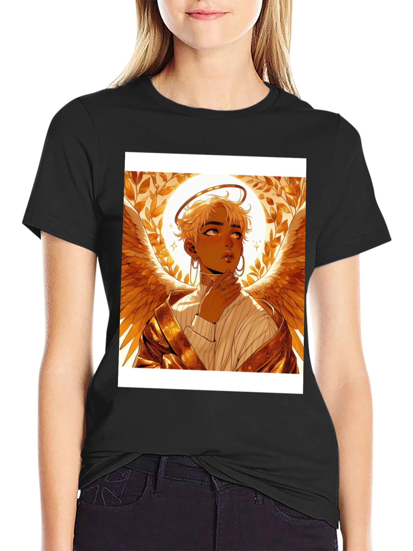 Black Angel Wings Graphic Tee - Stylish Cotton Comfort view 2